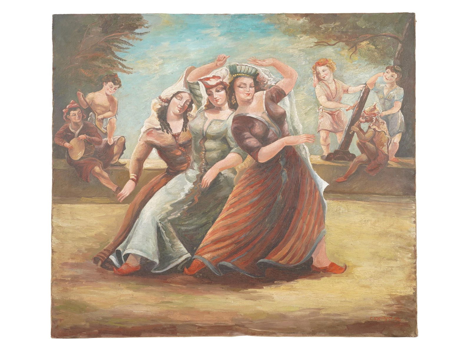 ATTRIBUTED TO LADO GUDIASHVILI GEORGIAN OIL PAINTING (1 of 4)