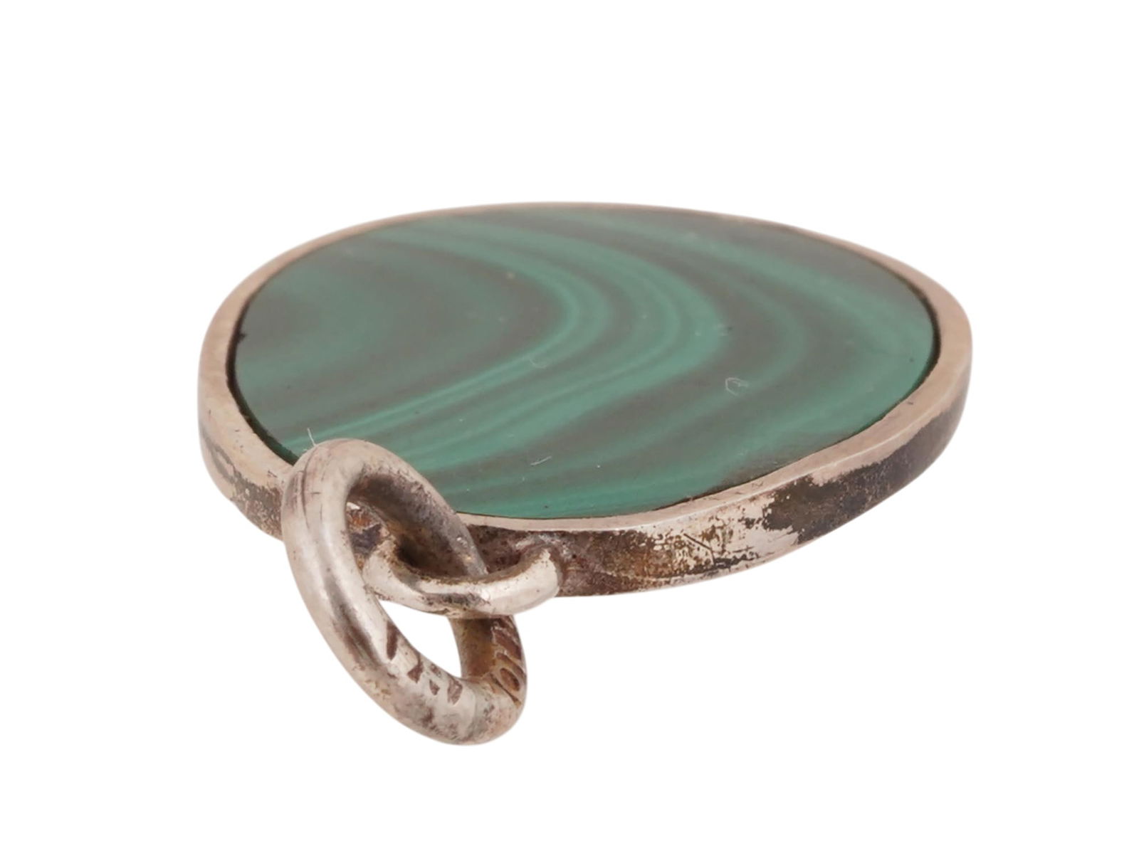 RUSSIAN SILVER MALACHITE EAGLE EASTER EGG PENDANT - 4