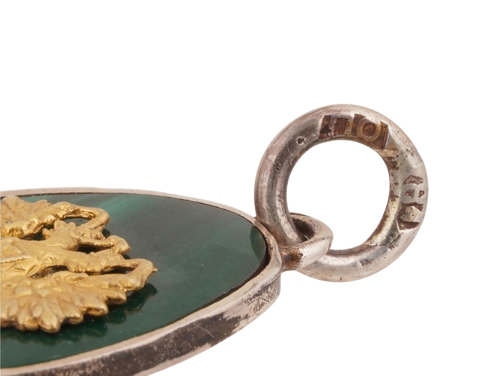 RUSSIAN SILVER MALACHITE EAGLE EASTER EGG PENDANT - 5