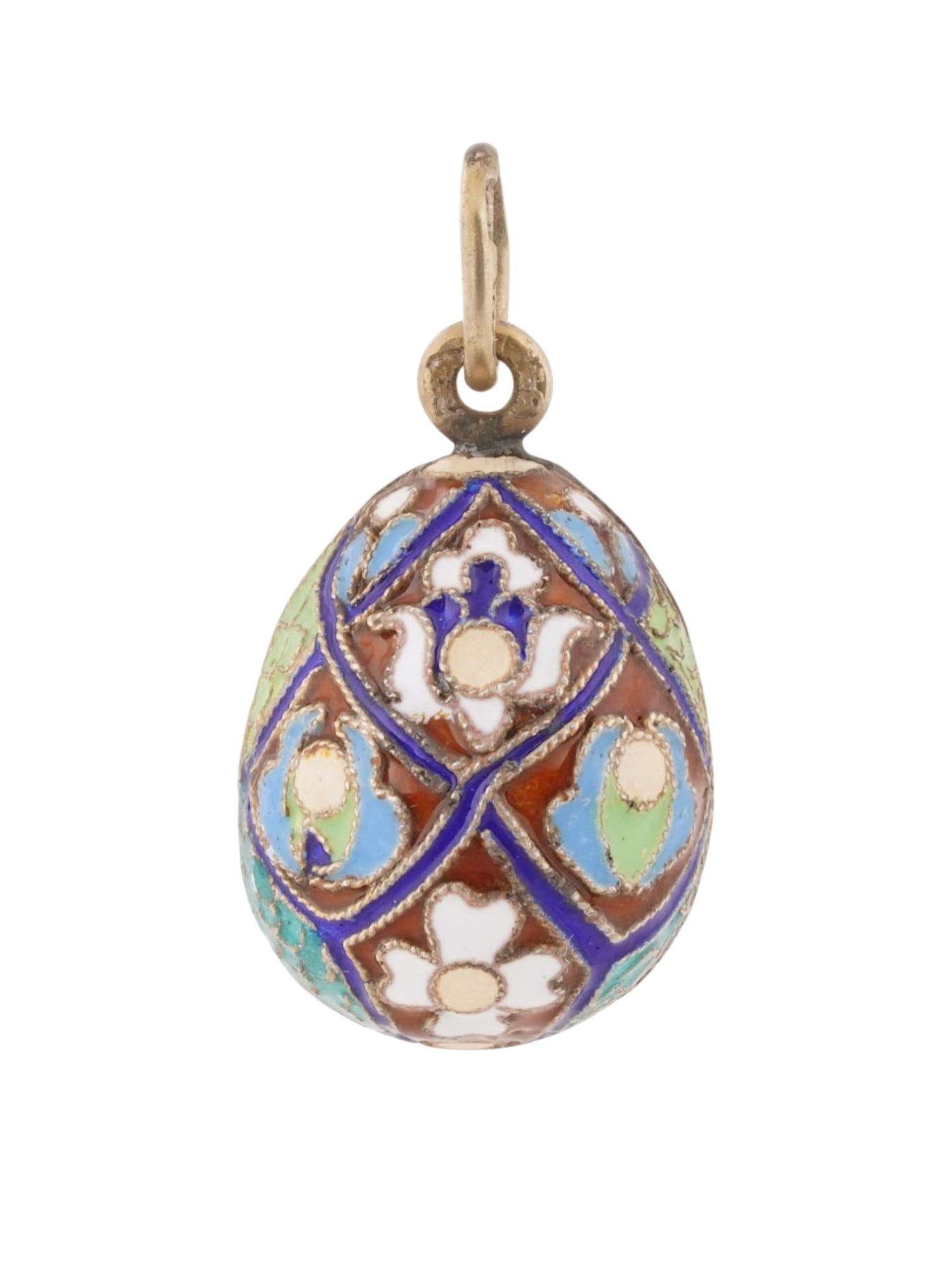 RUSSIAN SILVER CLOISONNE ENAMEL EASTER EGG PENDANT (1 of 4)