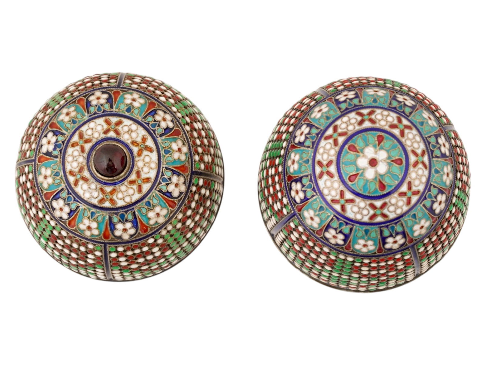 LARGE RUSSIAN GILT SILVER ENAMEL EASTER EGG W GEMSTONE - 6