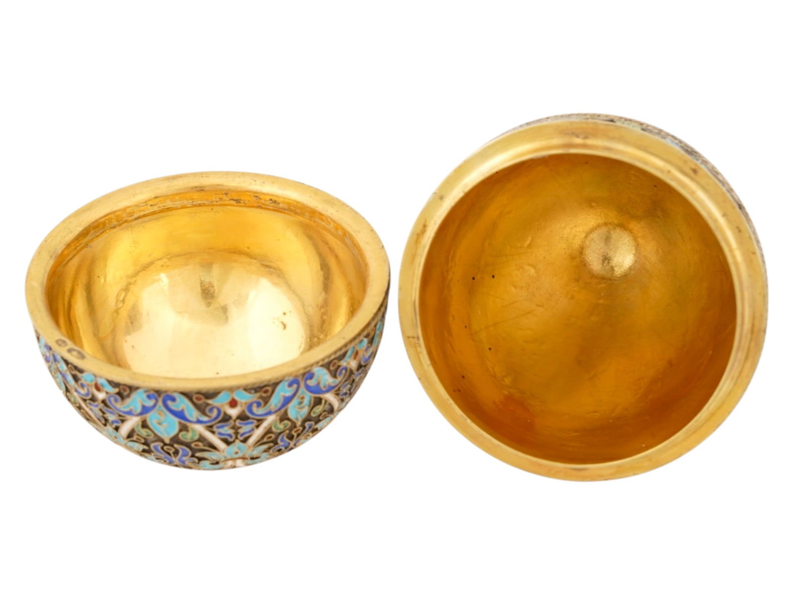 LARGE RUSSIAN SILVER CLOISONNE ENAMEL EASTER EGG - 3