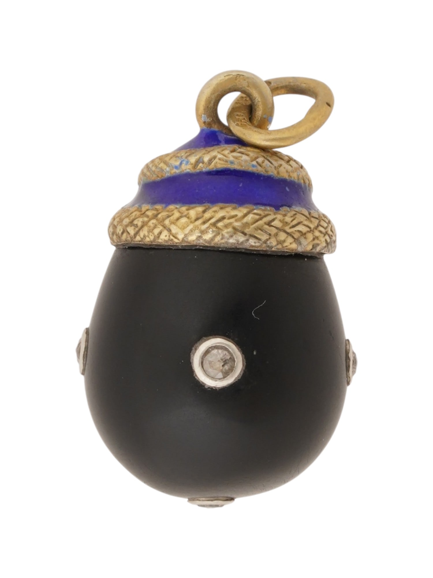 RUSSIAN SILVER ENAMEL JADE EASTER EGG SNAKE PENDANT - 4