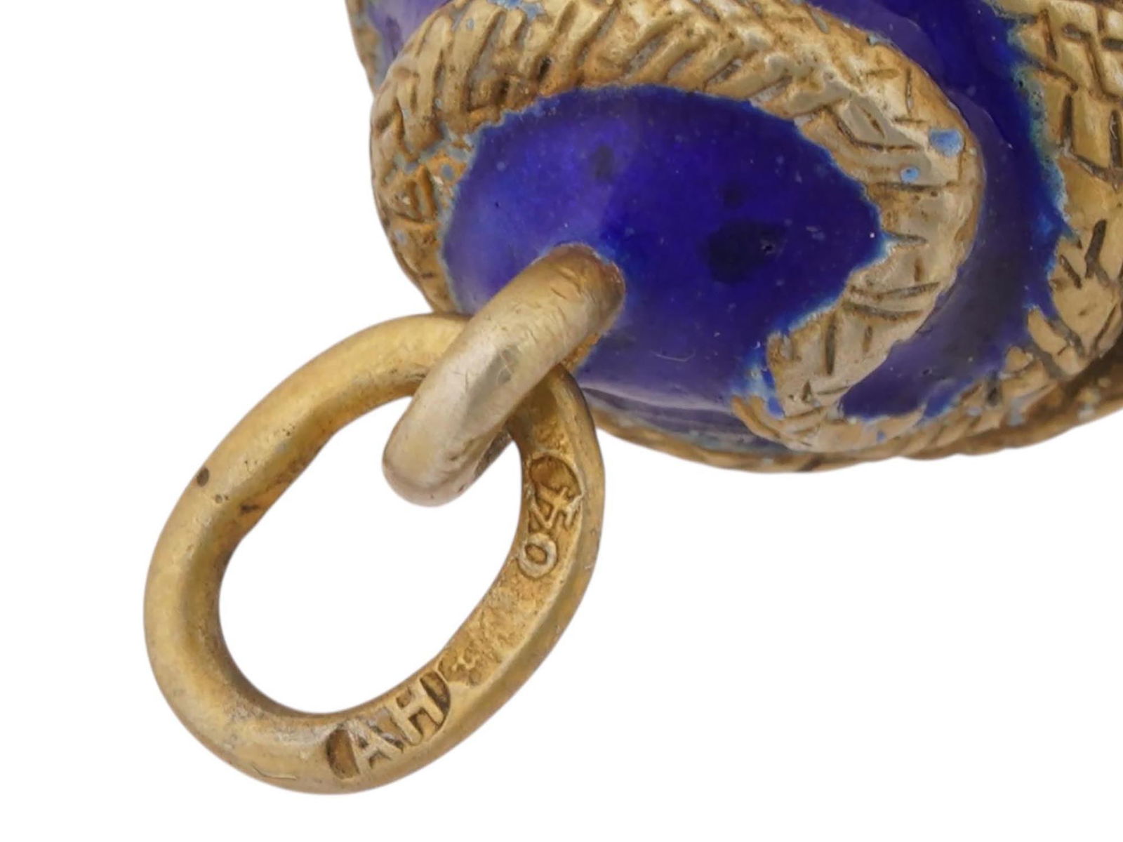 RUSSIAN SILVER ENAMEL JADE EASTER EGG SNAKE PENDANT - 6