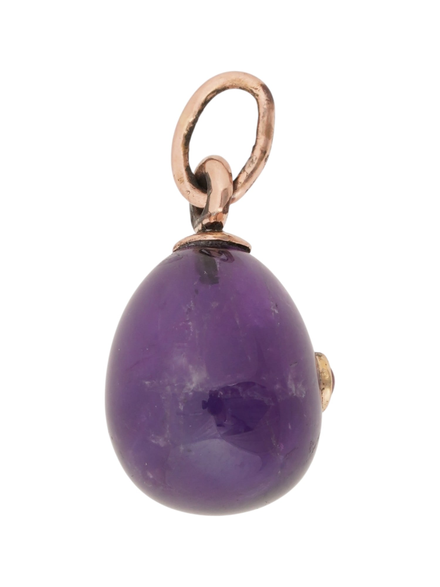 RUSSIAN GOLD AMETHYST EASTER EGG PENDANT WITH RUBY - 2