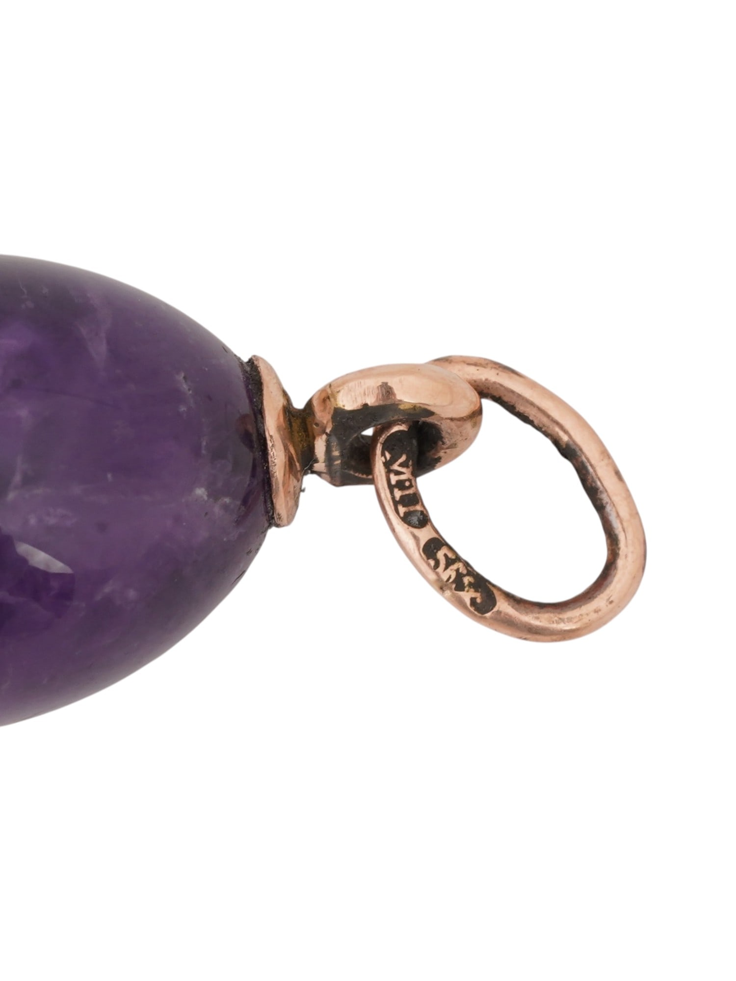 RUSSIAN GOLD AMETHYST EASTER EGG PENDANT WITH RUBY - 6
