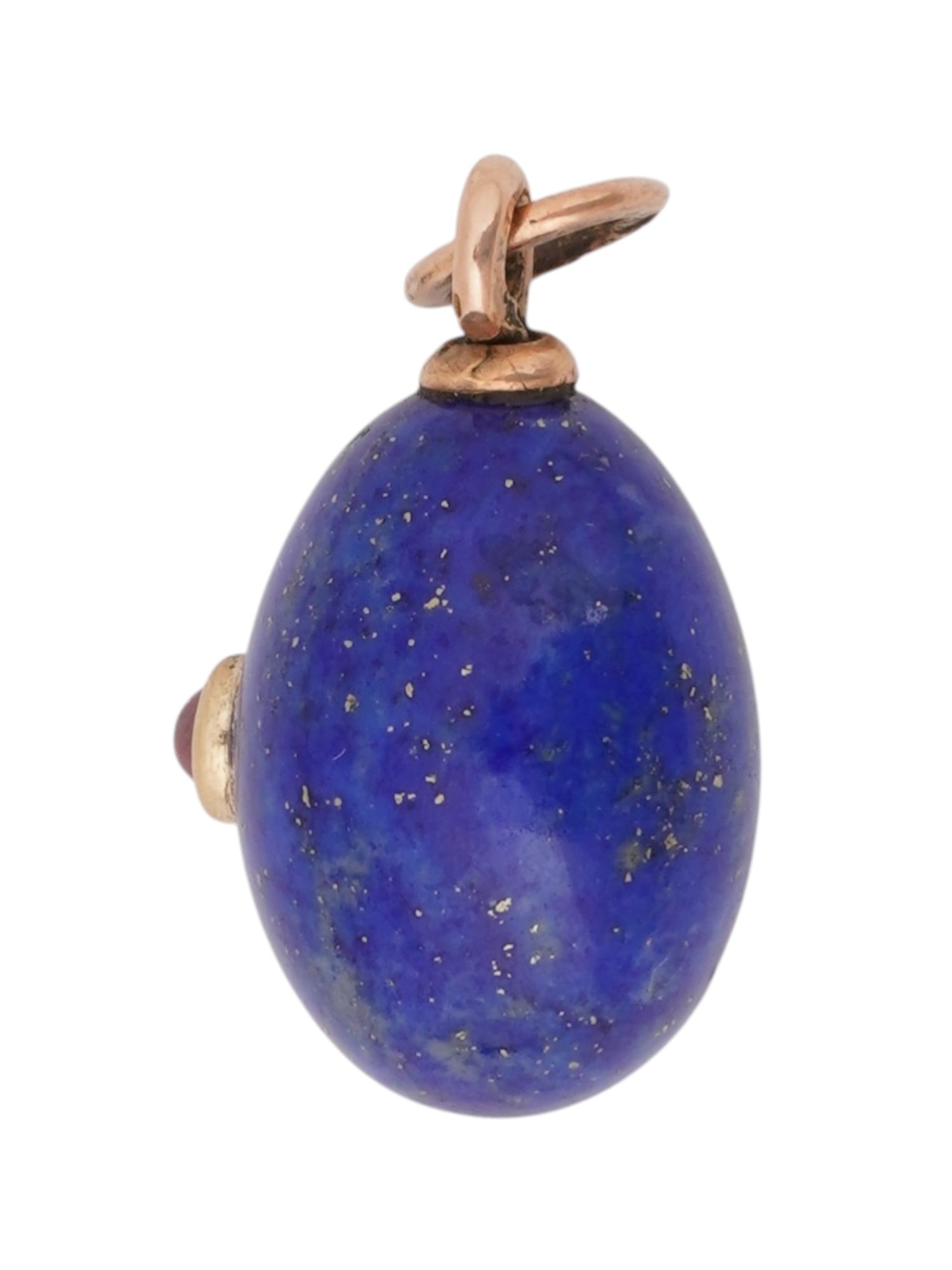 RUSSIAN 14K GOLD LAPIS EASTER EGG PENDANT W RUBY - 2