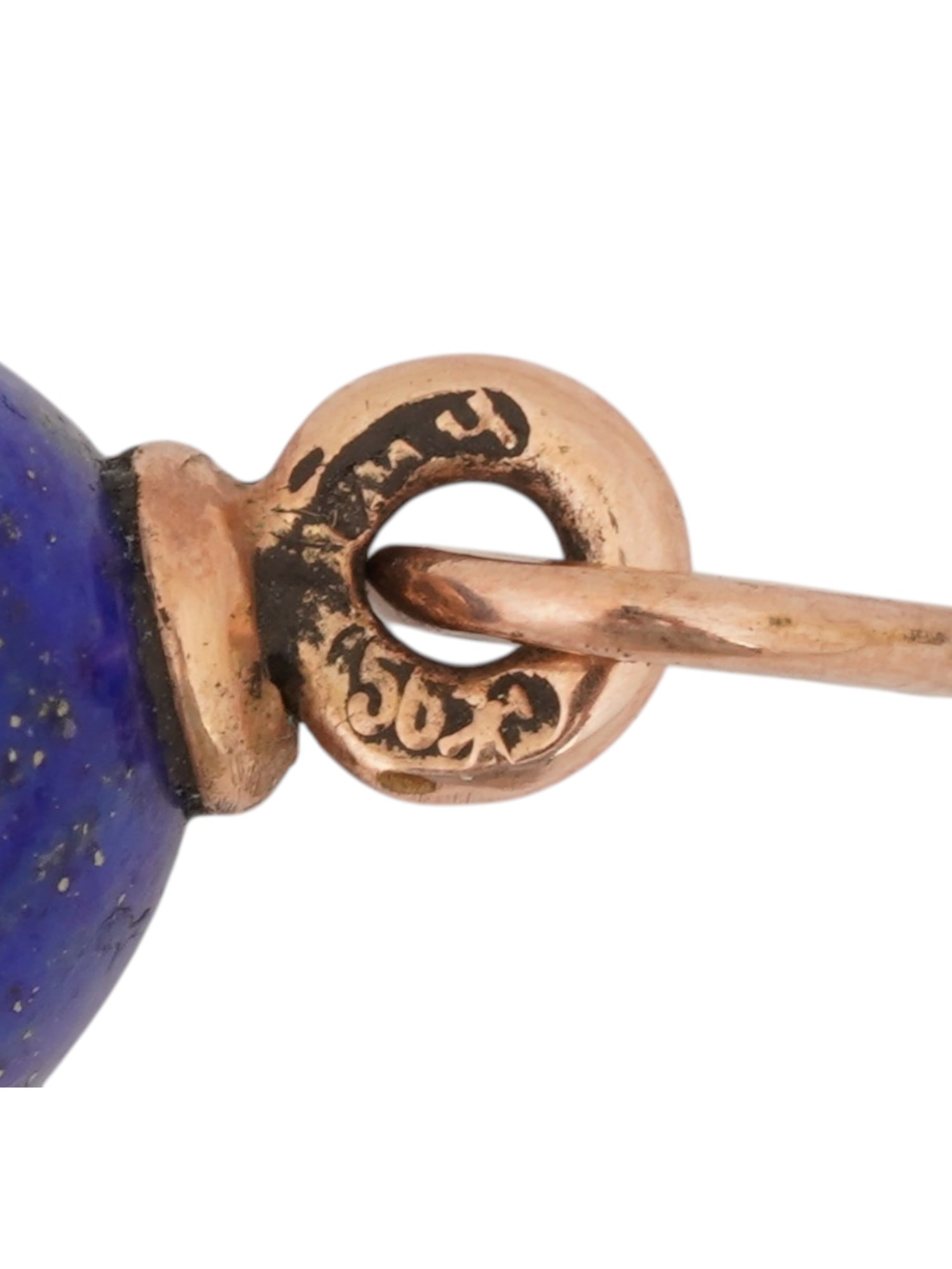 RUSSIAN 14K GOLD LAPIS EASTER EGG PENDANT W RUBY - 6