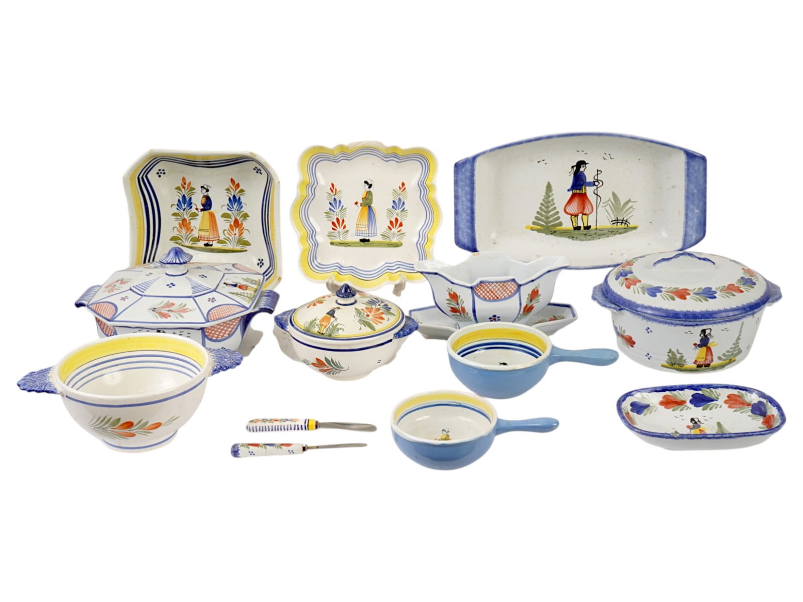 VINTAGE SET OF 12 FRENCH QUIMPER CERAMIC WARES (1 of 14)