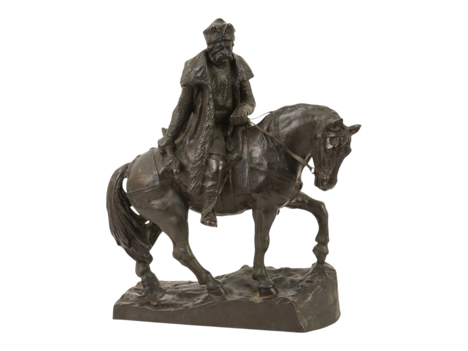 ATTR TO E LANCERAY BRONZE SCULPTURE COSSACK ON HORSE (1 of 6)