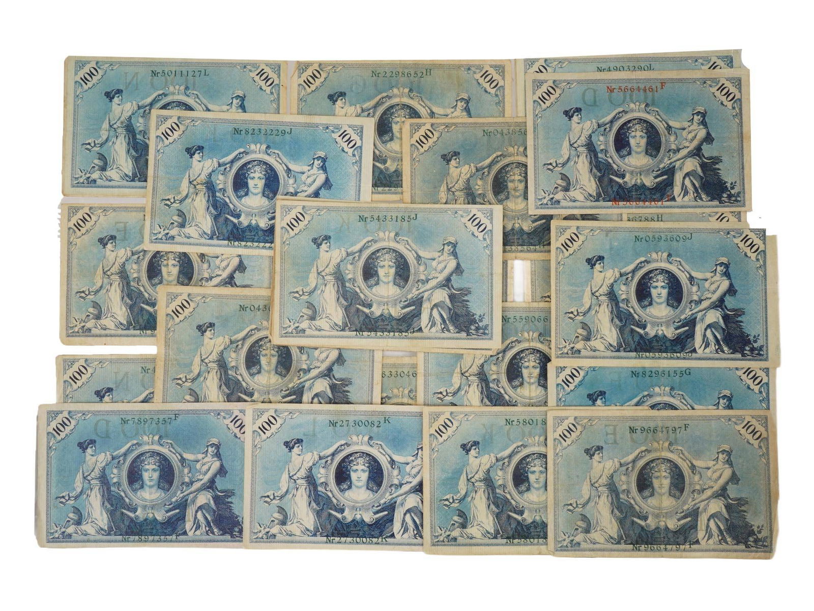 ANTIQUE GERMAN IMPERIAL 100 MARK BANKNOTES 1908 (1 of 3)