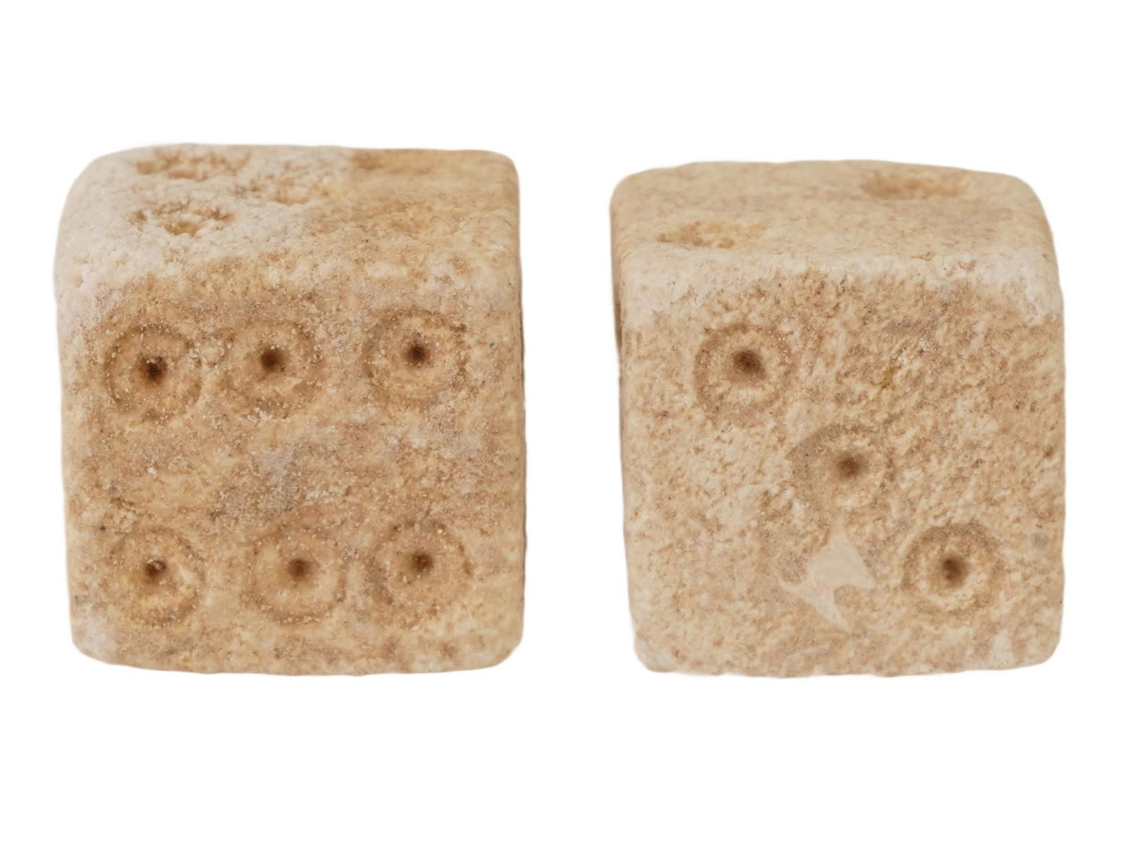 PAIR OF ANCIENT ROMAN STONE DICE CIRCA 100 TO 300 AD (1 of 4)
