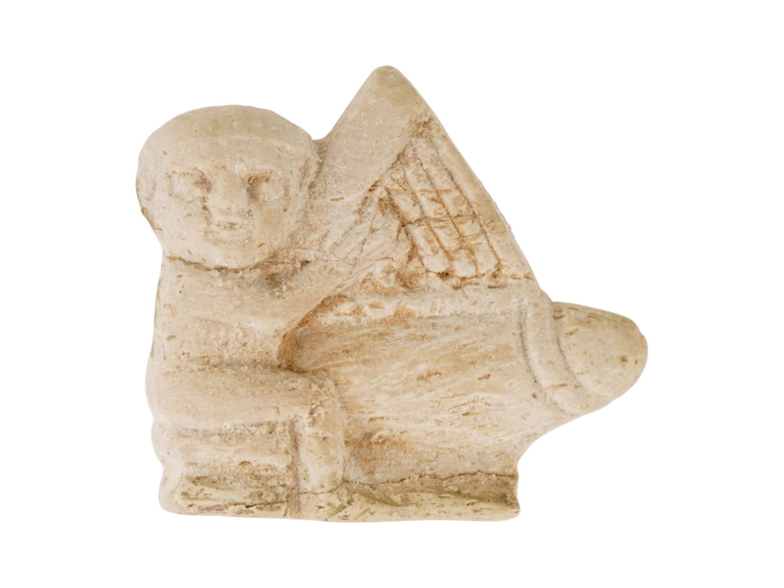 ANCIENT EGYPTIAN STONE PENDANT PATAIKOS PLAYING A HARP (1 of 5)