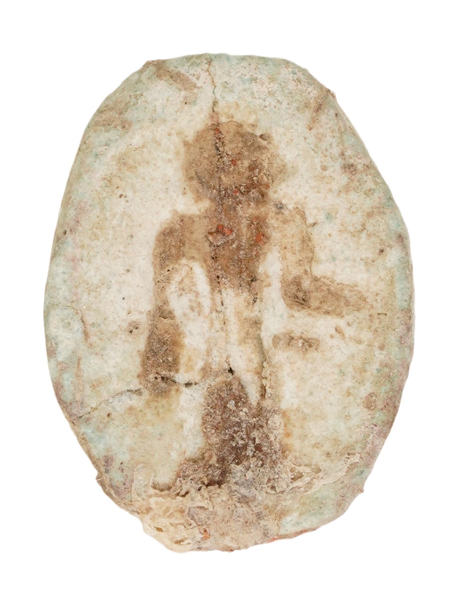 ANCIENT EGYPTIAN FAIENCE SCARAB WITH A GODDESS IMAGE (1 of 6)