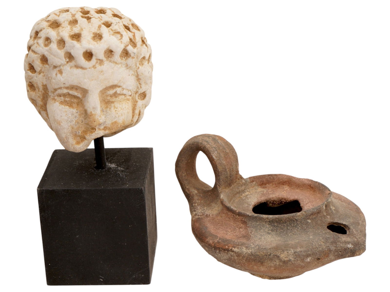 ANCIENT ARTIFACTS ROMAN MARBLE HEAD BYZANTINE OIL LAMP (1 of 8)