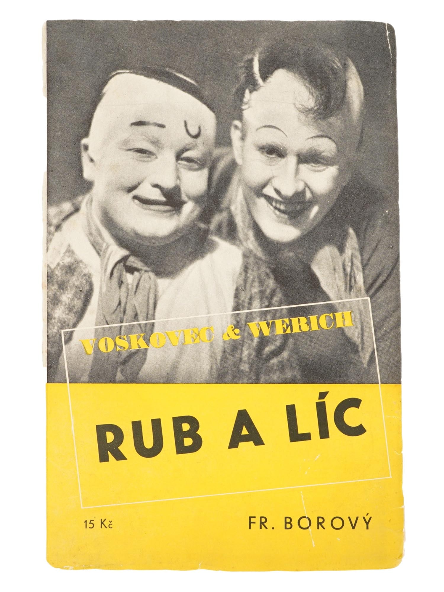 VINTAGE CZECH BOOK HEADS AND TAILS VOSKOVEC AND WERICH: A vintage Czech book edition titled Heads and Tails, containing the script of the play by the celebrated Czech theatrical duo Jiri Voskovec and Jan Werich, central figures of the avant-garde Osvobozen