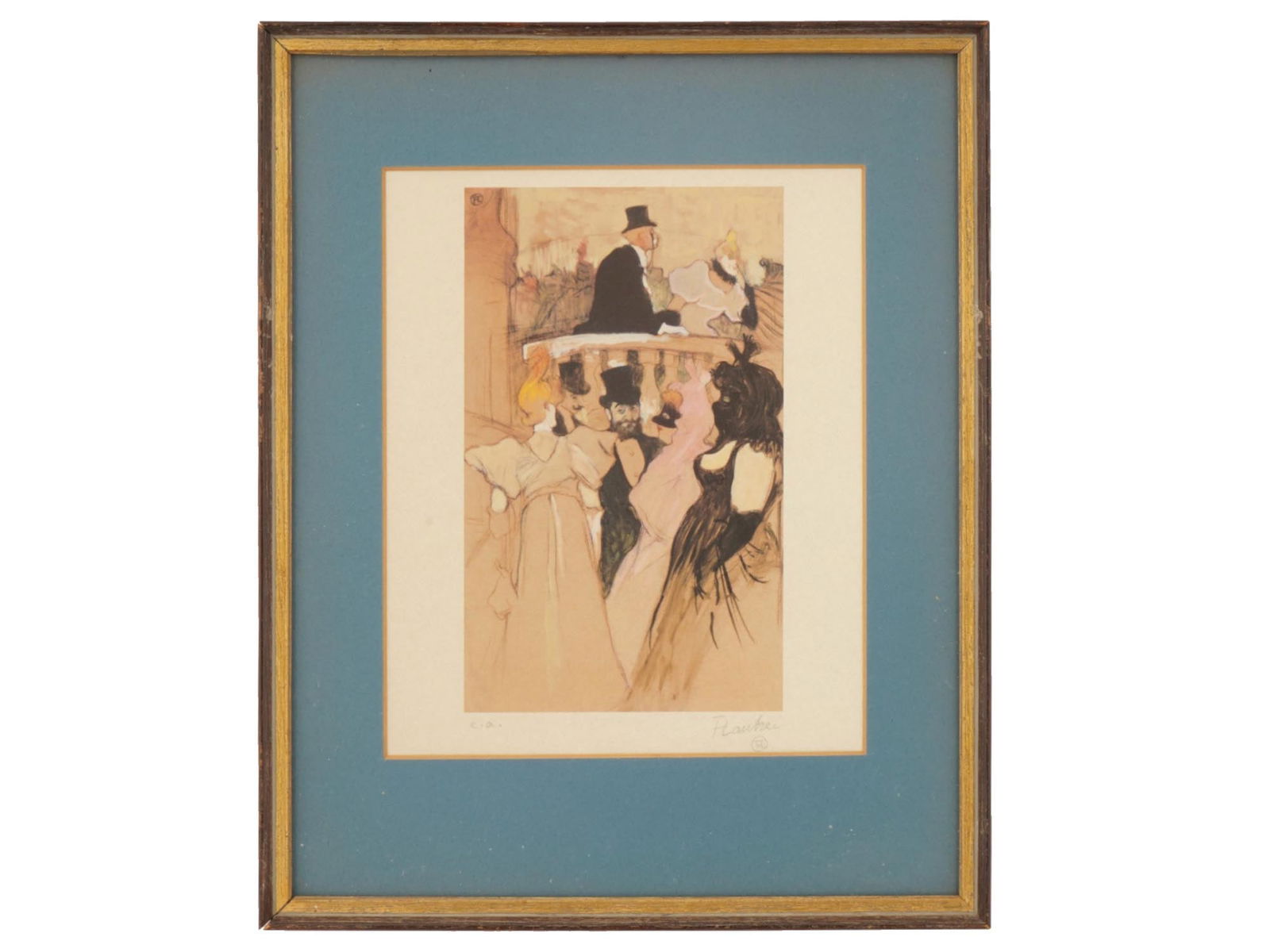 LTD BALL LITHOGRAPH AFTER TOULOUSE LAUTREC SIGNED: A limited edition color lithograph on paper, At the Opera Ball after Henri de Toulouse Lautrec, French, 1864 to 1901. Signed, T. Lautrec and with monogram, lower right. Numbered, Artidt Proof, lower