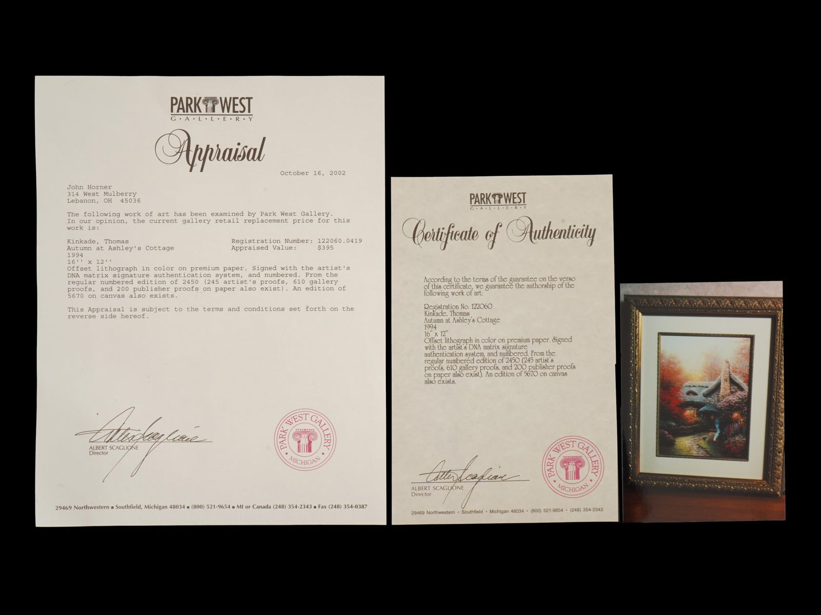 THOMAS KINKADE LANDSCAPE OFFSET LITHOGRAPH W COA - 6