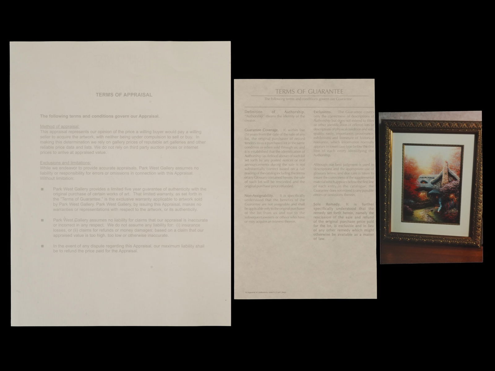 THOMAS KINKADE LANDSCAPE OFFSET LITHOGRAPH W COA - 7