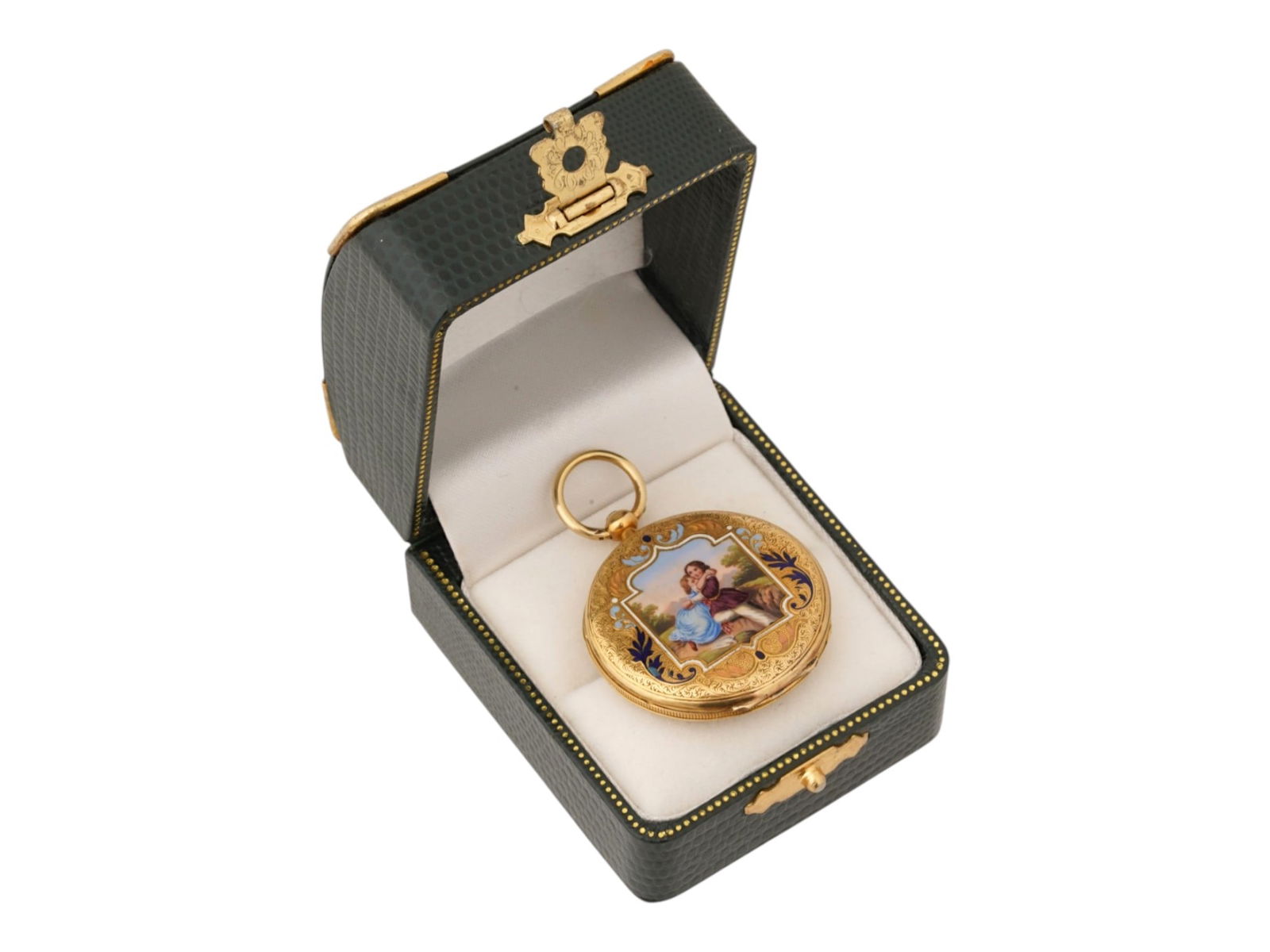 ANTIQUE TEROND AND RAVIER GOLD ENAMEL POCKET WATCH (1 of 8)