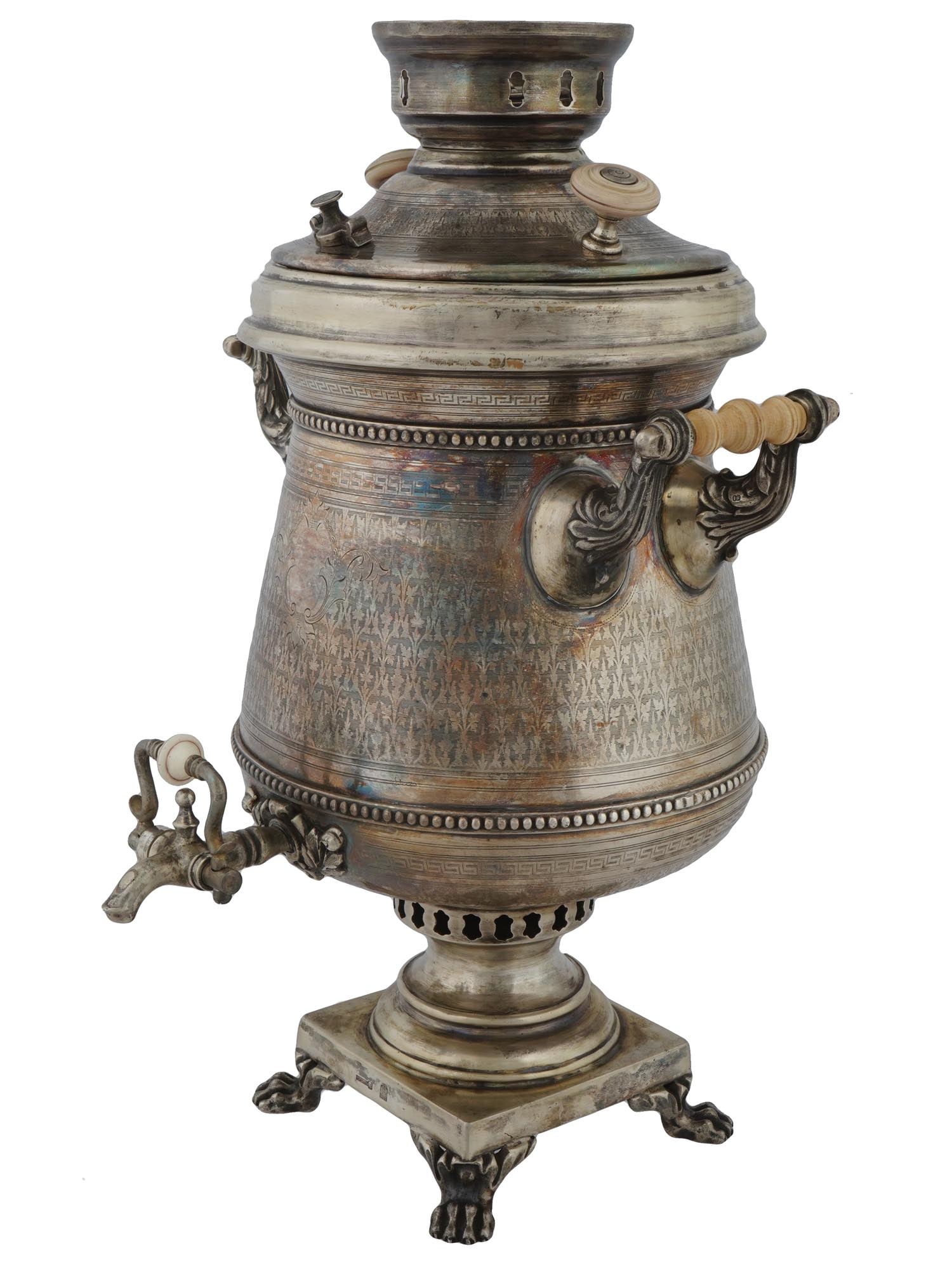 RUSSIAN 84 SILVER ENGRAVED SAMOVAR (1 of 9)