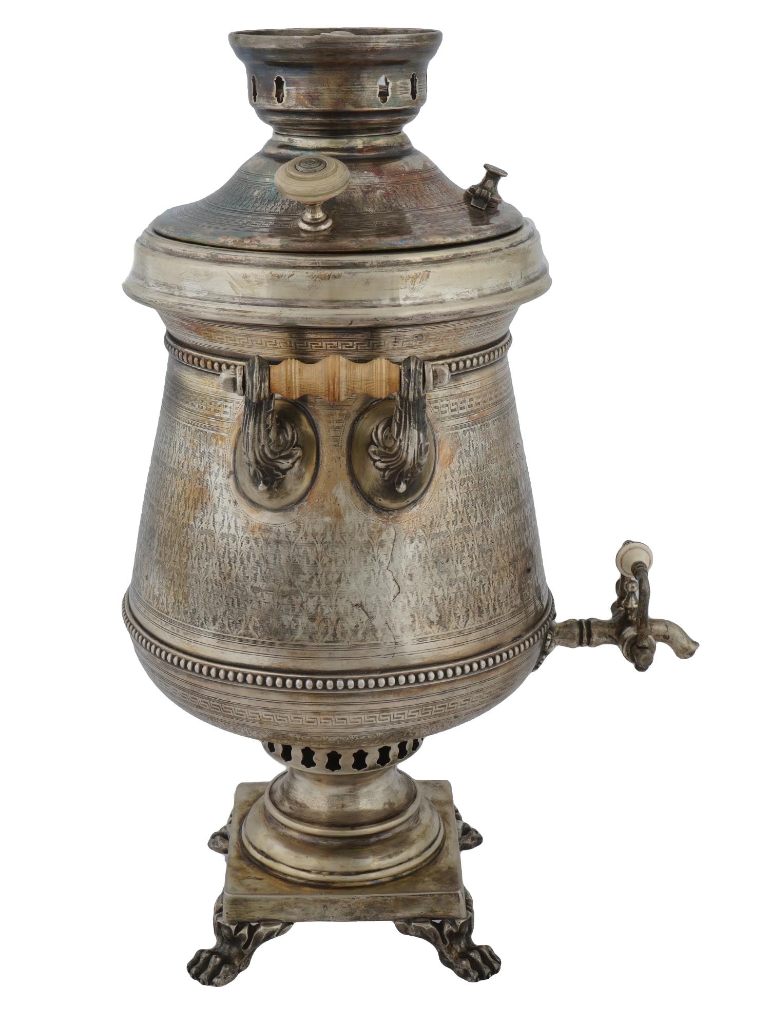 RUSSIAN 84 SILVER ENGRAVED SAMOVAR - 3