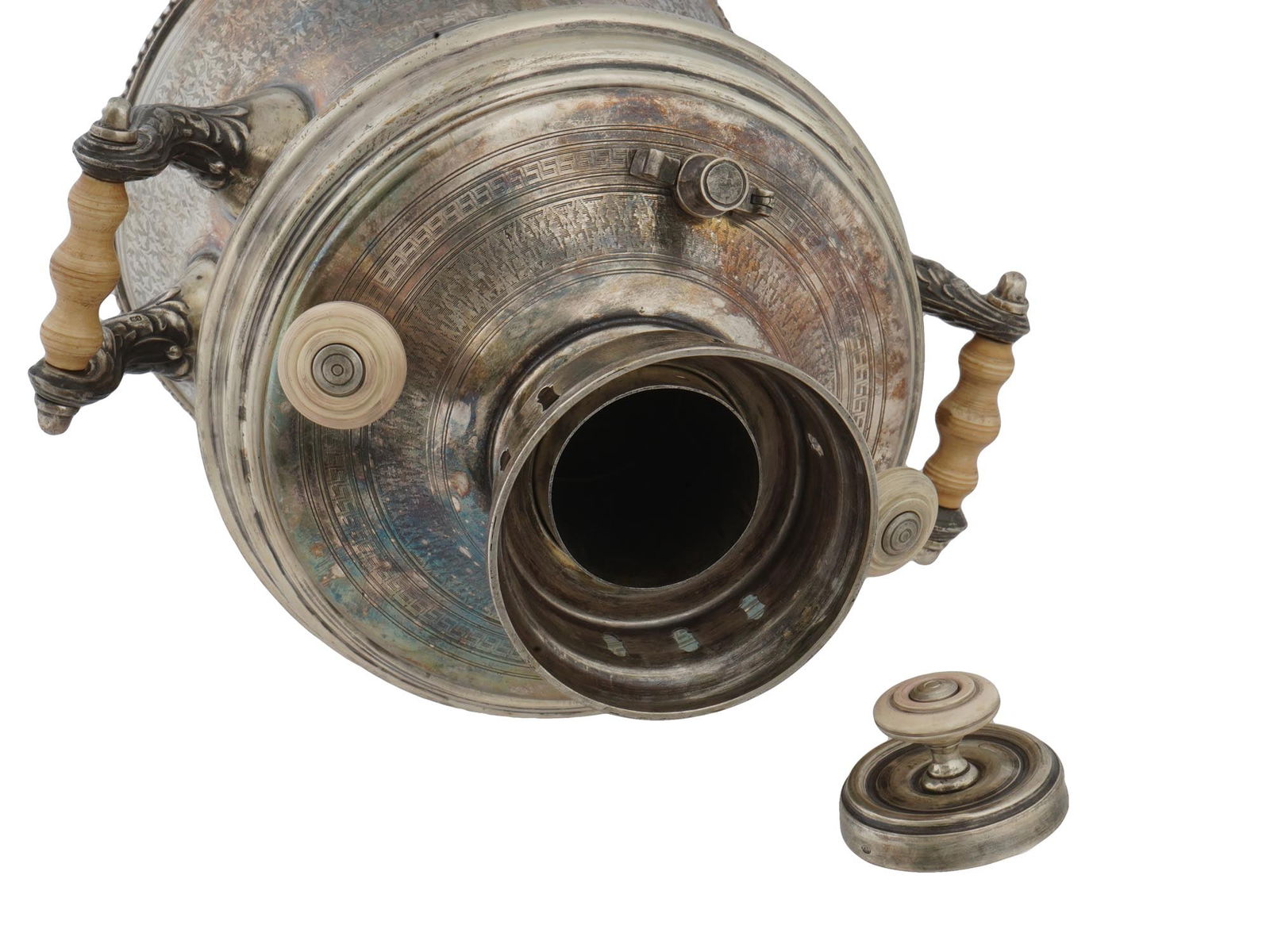 RUSSIAN 84 SILVER ENGRAVED SAMOVAR - 5