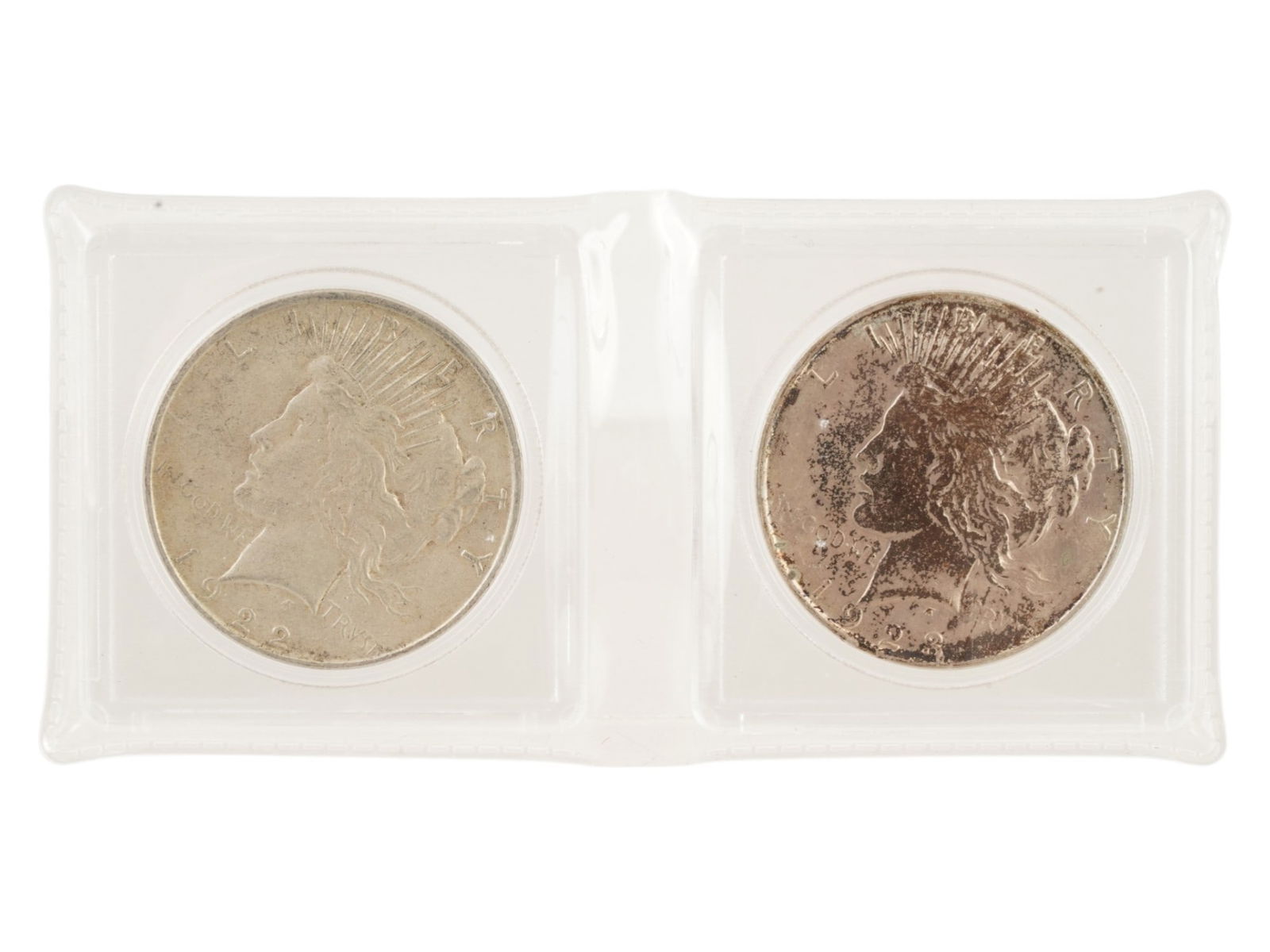1922 D AND 1923 P SILVER PEACE DOLLAR COINS (1 of 6)