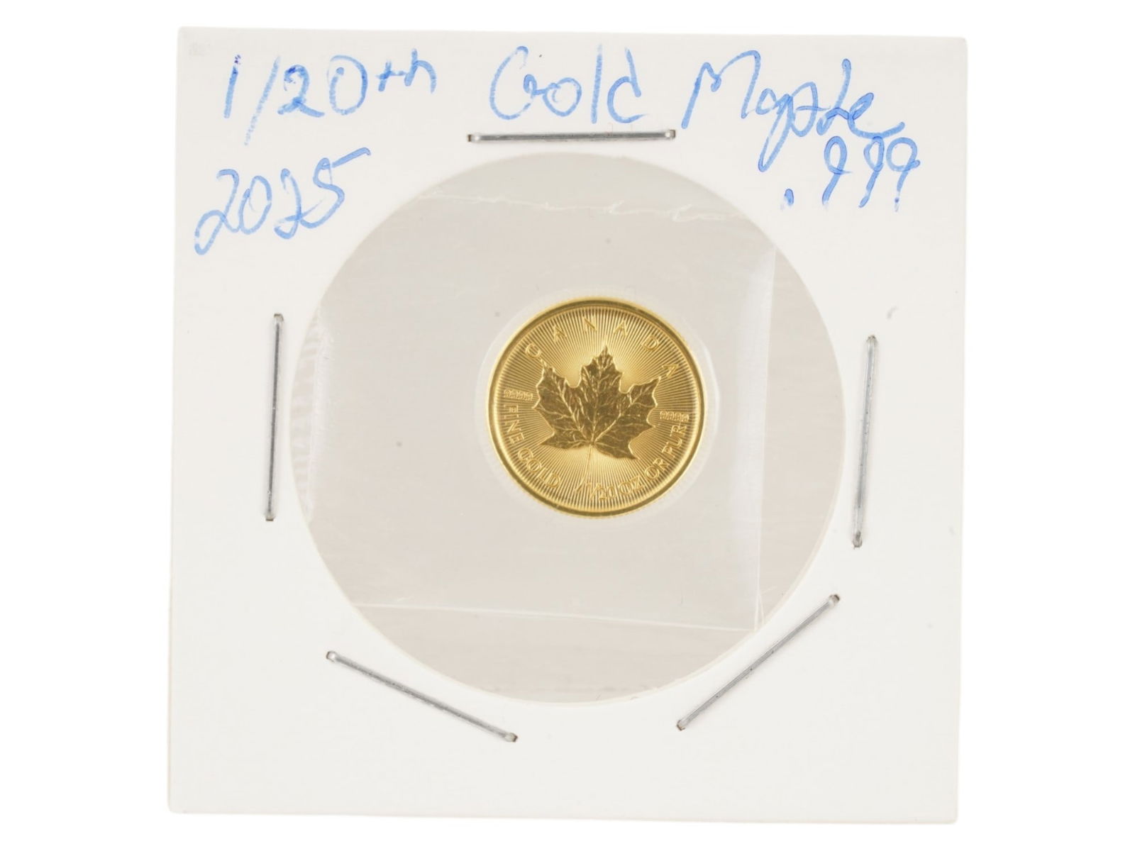 2025 CANADIAN 24K GOLD MAPLE LEAF 1 DOLLAR COIN: A 2025 Canadian Gold Maple Leaf 1 dollar coin. It features the effigy of King Charles III, designed by Steven Rosati. The reverse side of the coin features the iconic sugar maple leaf, a national