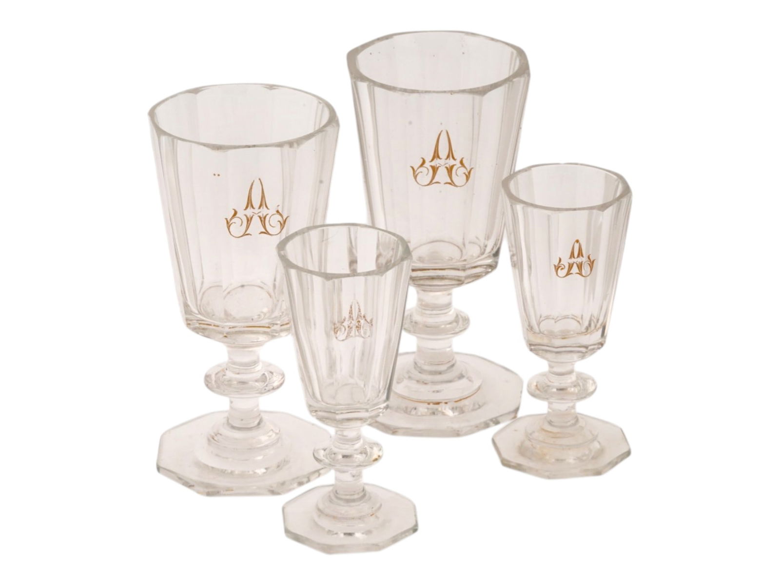 ANTIQUE 19TH C IMPERIAL RUSSIAN GLASS GOBLETS (1 of 6)