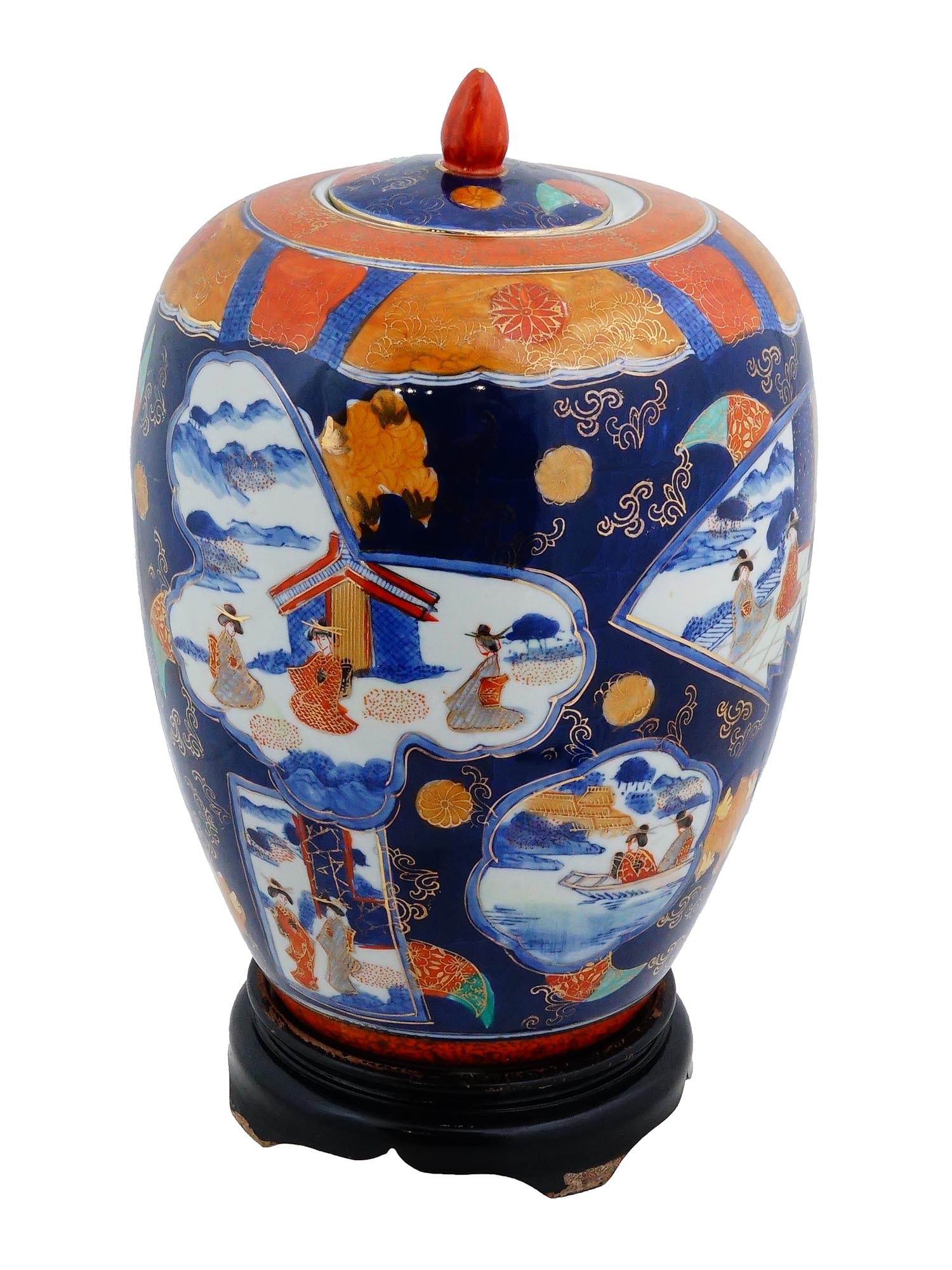 ANTIQUE JAPANESE IMARI PORCELAIN COVERED GINGER JAR (1 of 11)