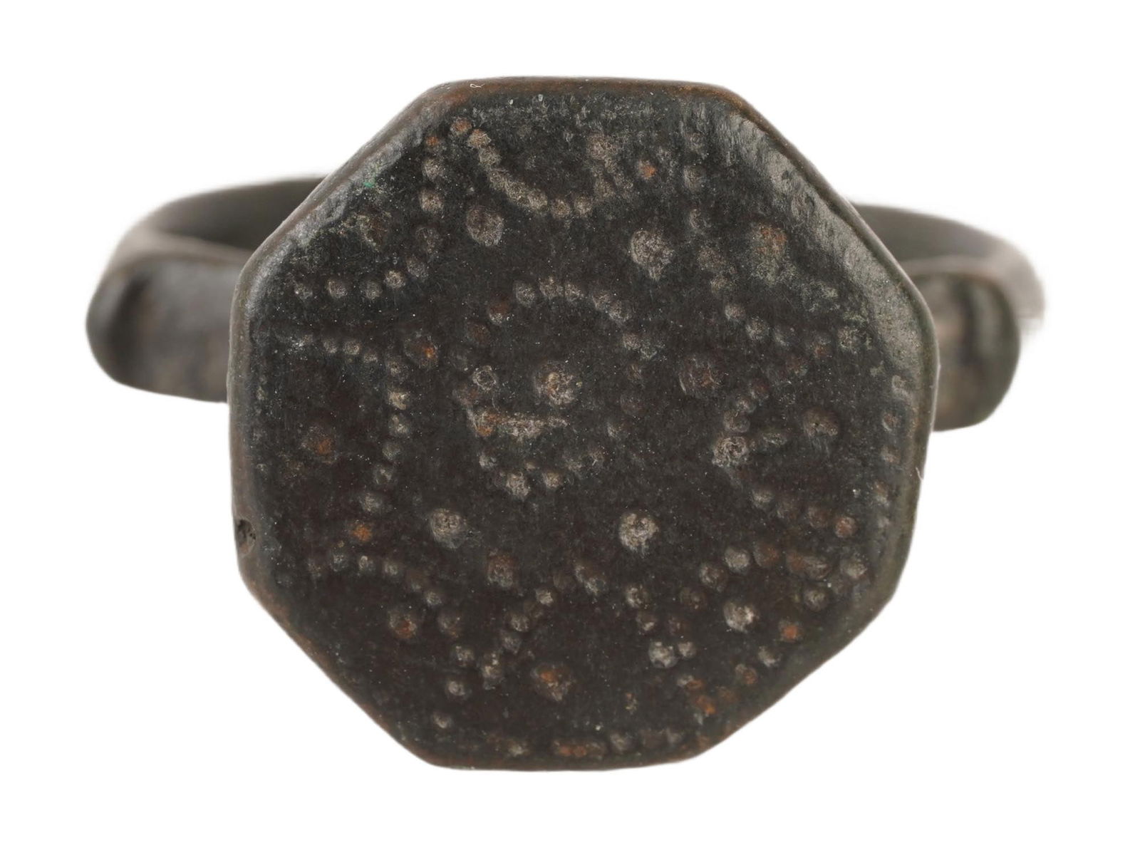 ANCIENT BYZANTINE DOTTED CROSS BRONZE RING 300 TO 600 AD (1 of 6)