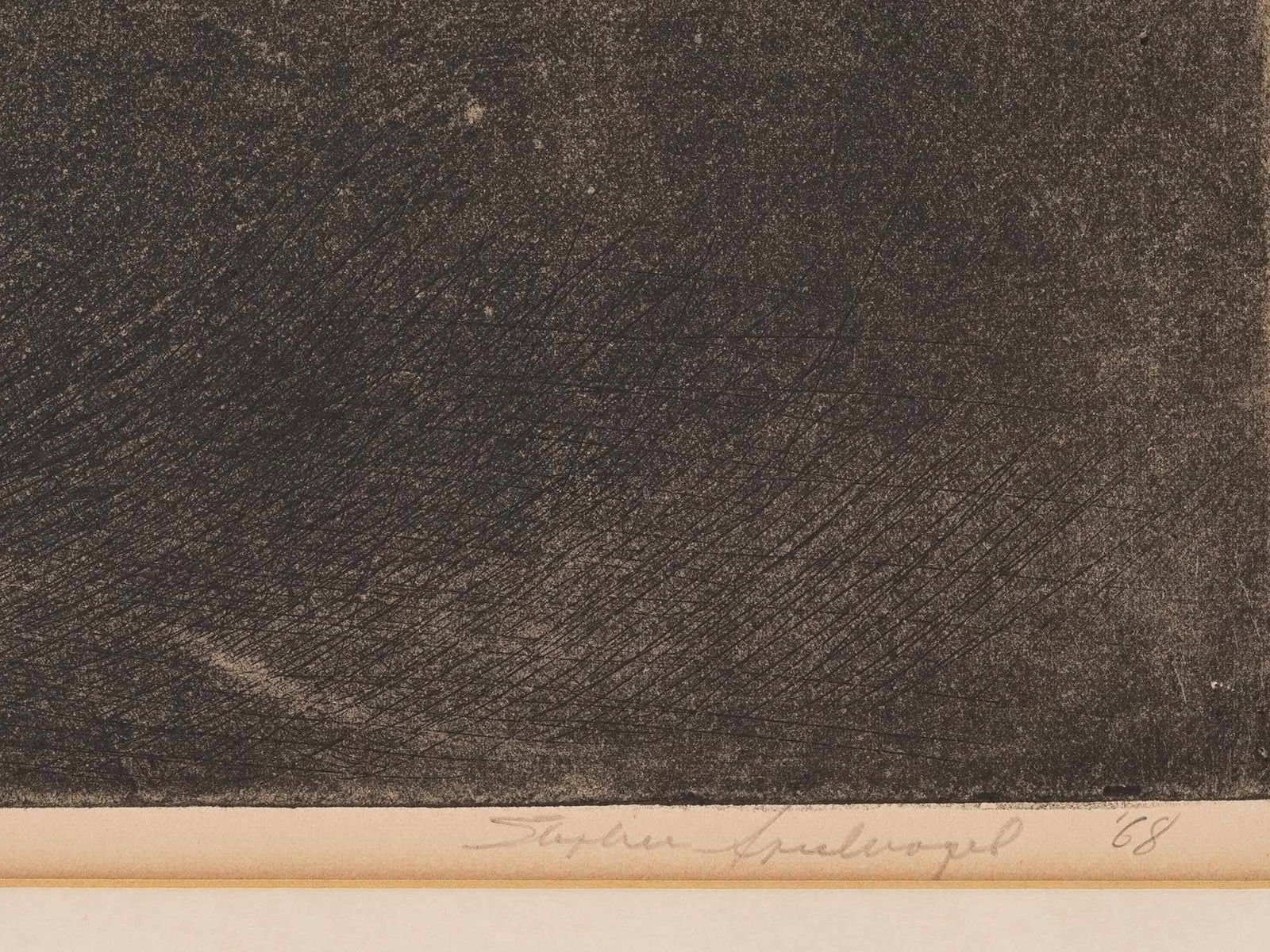 ABSTRACT ETCHING BLACK SQUARE SIGNED 1968 - 3