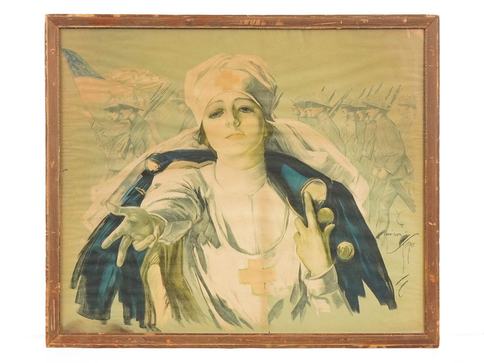 ANTIQUE POSTER OF RED CROSS NURSE BY HARRISON FISHER (1 of 5)