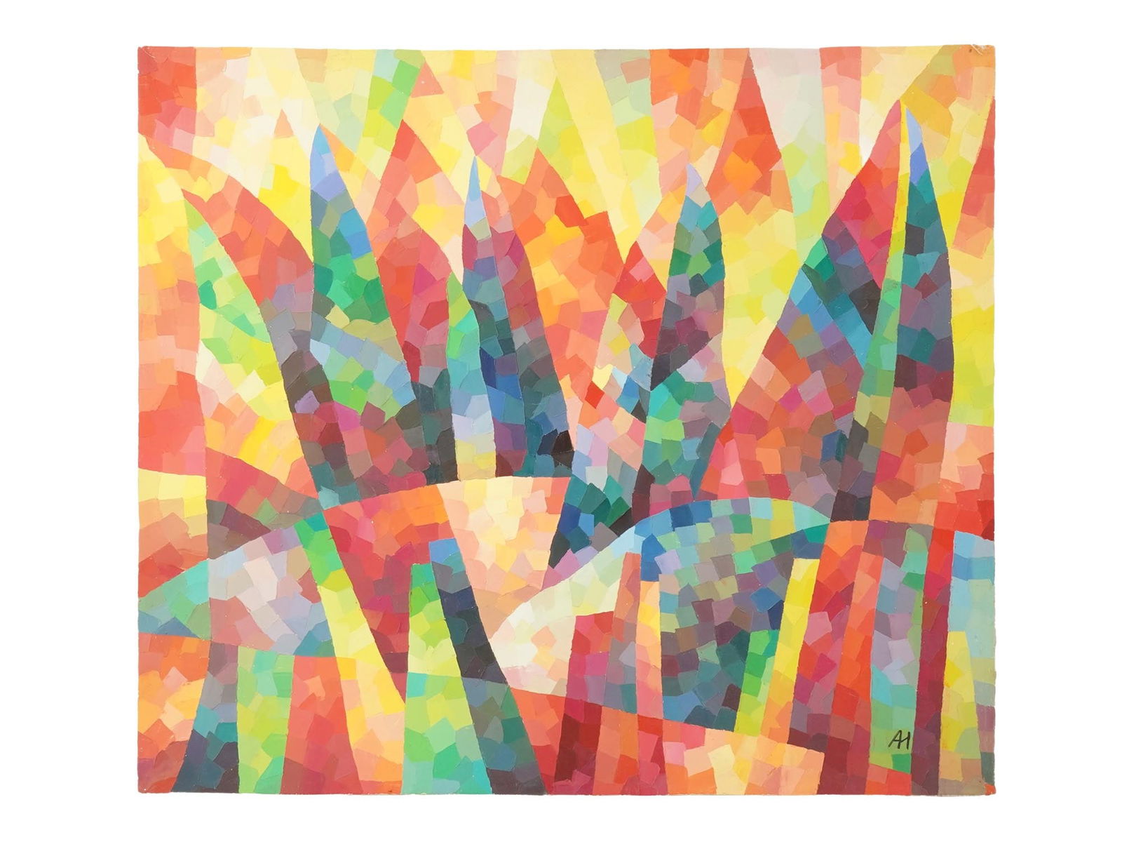 RUSSIAN ABSTRACT OIL PAINTING BY IRINA ANTOSHINA: Irina Antoshina, Russian, born 1962, an oil painting on canvas, The Sunset, depicting an abstract composition. Signed with initials, lower right. Additionally inscribed, titled, dated 2007, on the bac