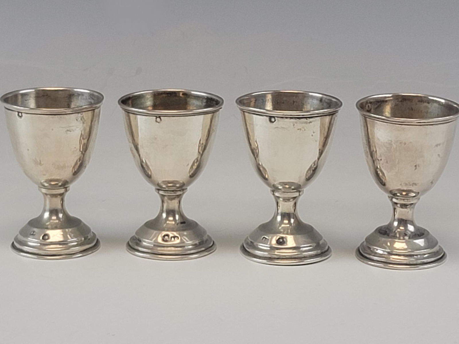 19C ANTIQUE AUSTRIAN SILVER EGG SERVER CUPS SPOONS - 4