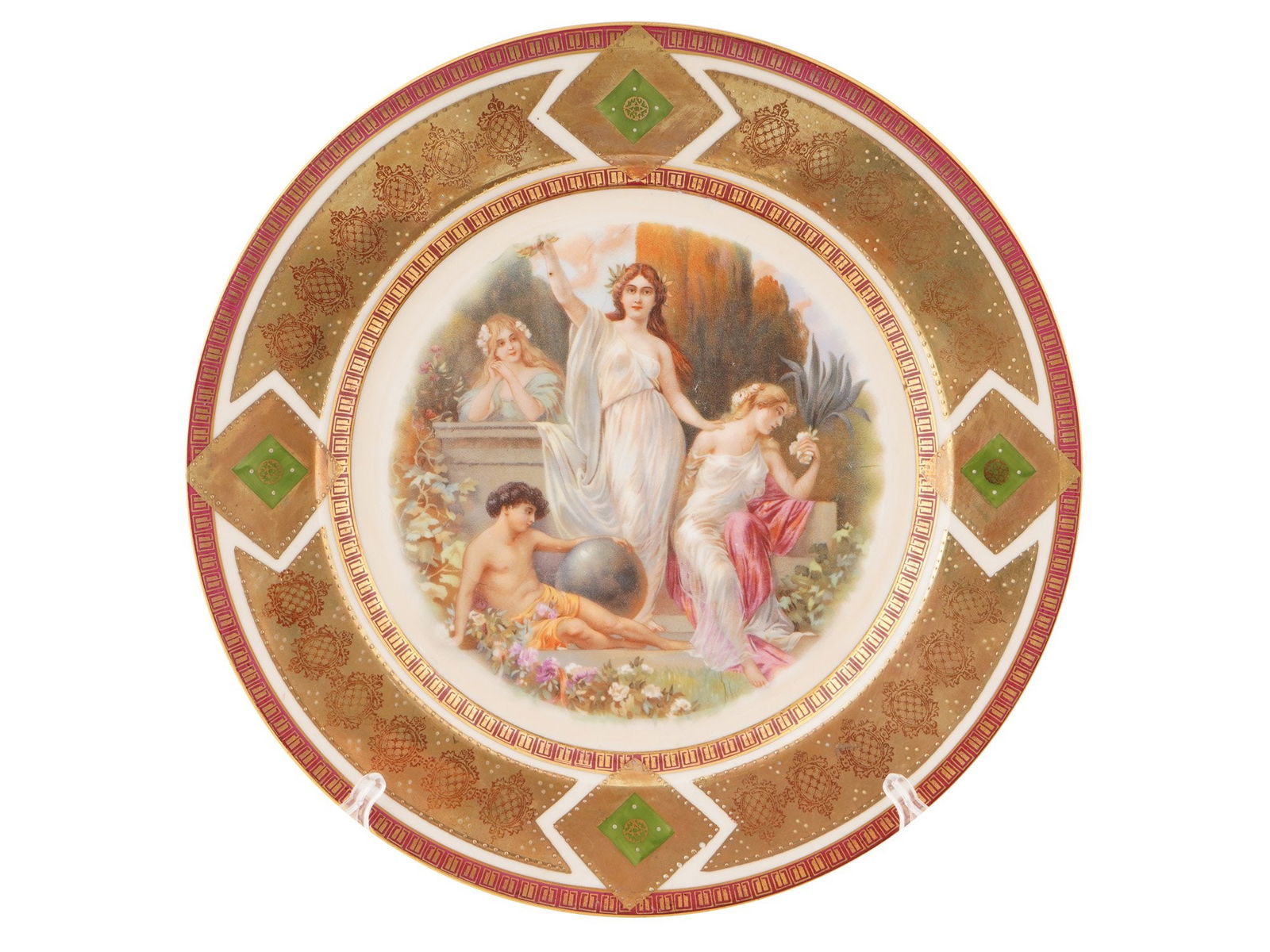 CZECHOSLOVAKIAN GILT PAINTED PORCELAIN PLATE MARKED (1 of 4)