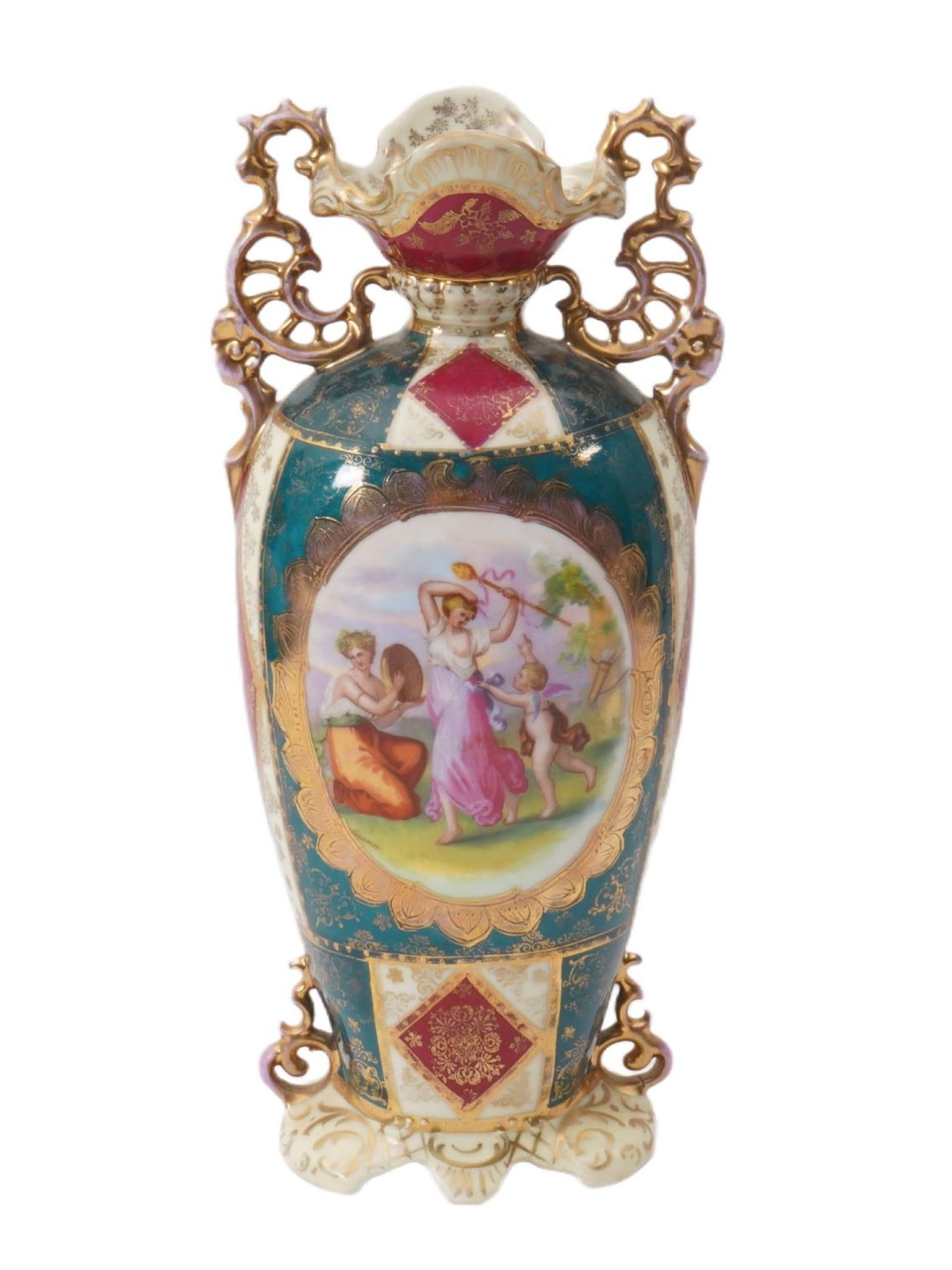 ANTIQUE 19TH C ROYAL VIENNA AUSTRIA PORCELAIN VASE (1 of 6)