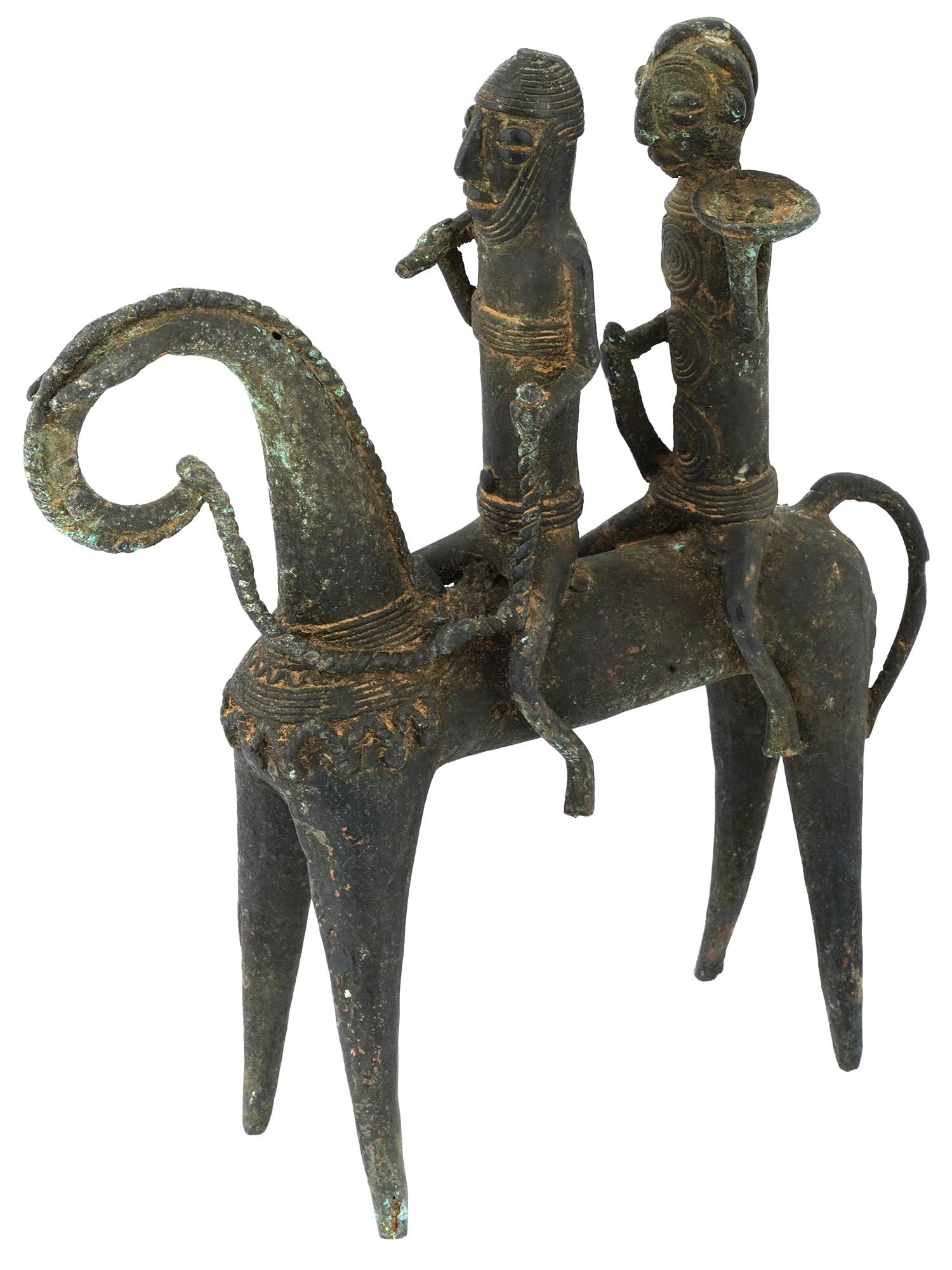 ANTIQUE AFRICAN BRONZE SAO CAVALIER STATUE (1 of 7)