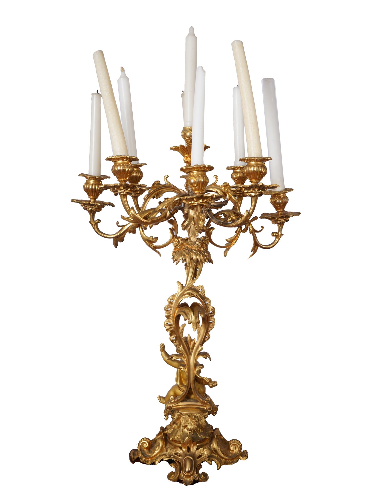 ROCOCO BRONZE ORMOLU CANDELABRAS CENTERPIECE GARNITURE - 4