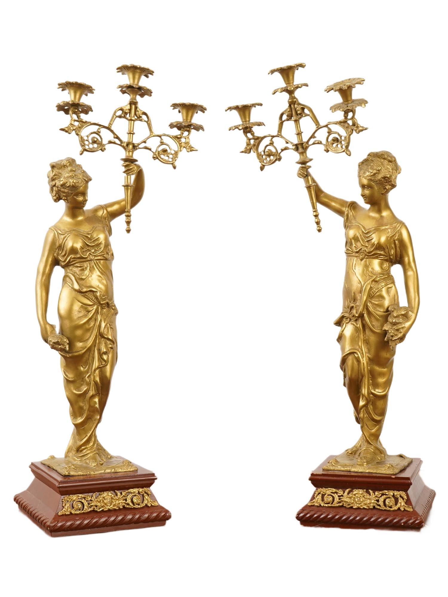 PAIR OF LARGE LOUIS XVI MANNER FIGURAL BRASS CANDELABRAS (1 of 9)