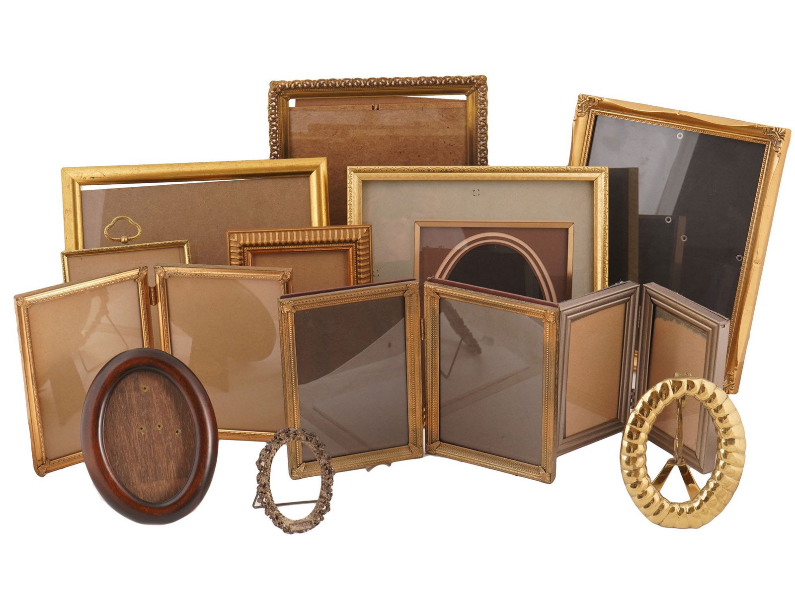 GROUP OF VINTAGE WOOD AND GLASS PICTURE FRAMES (1 of 9)