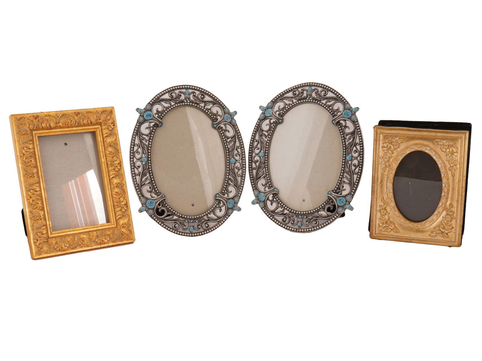 FOUR VINTAGE WOOD AND GLASS PICTURE FRAMES (1 of 7)