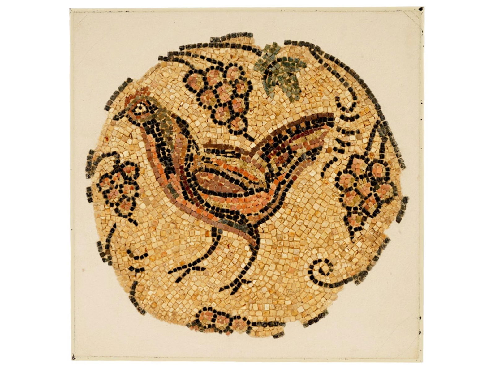 ANCIENT ROMAN CHICKEN GRAPES STONE MOSAIC 100 TO 300 AD (1 of 3)