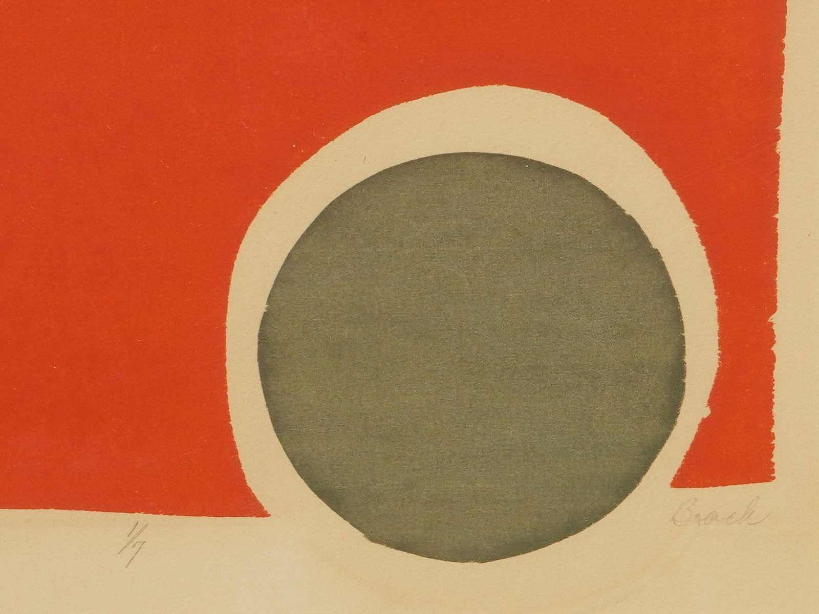 MID CENTURY ABSTRACT LITHOGRAPH SIGNED BRACK - 5