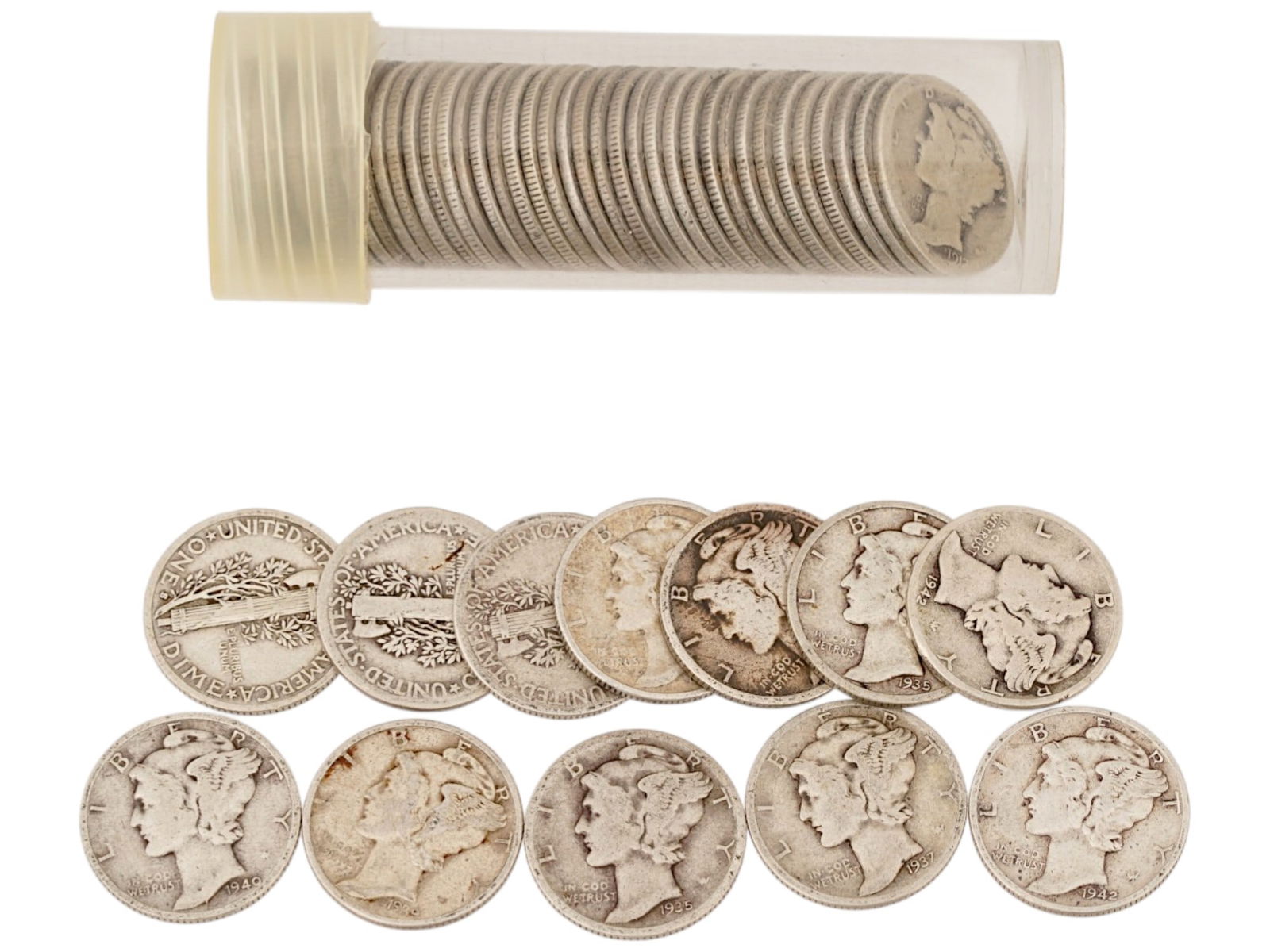 COLLECTION OF VINTAGE AMERICAN SILVER MERCURY DIMES (1 of 4)