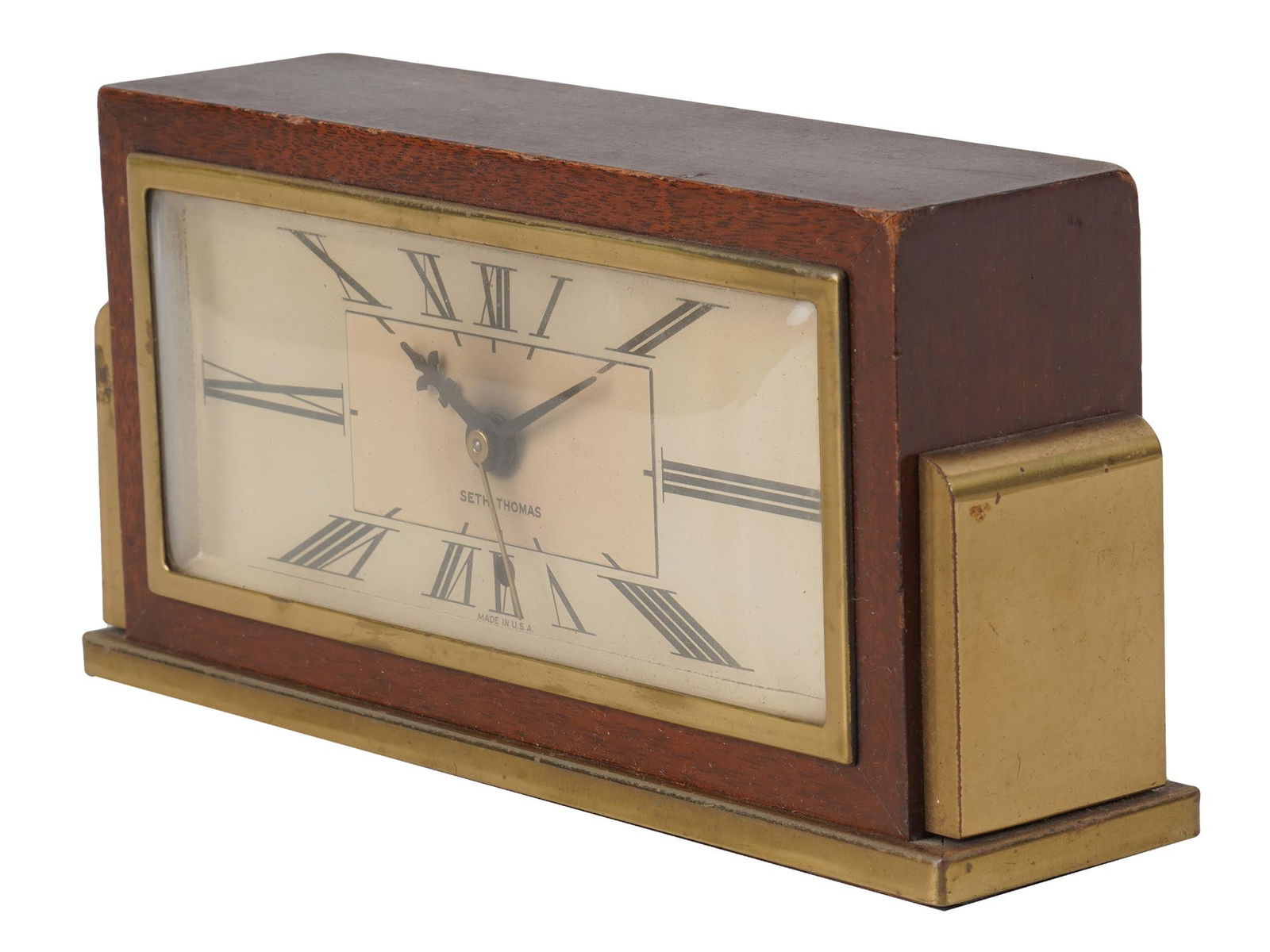 VINTAGE SETH THOMAS MANTEL CLOCK WOOD AND GOLD (1 of 8)