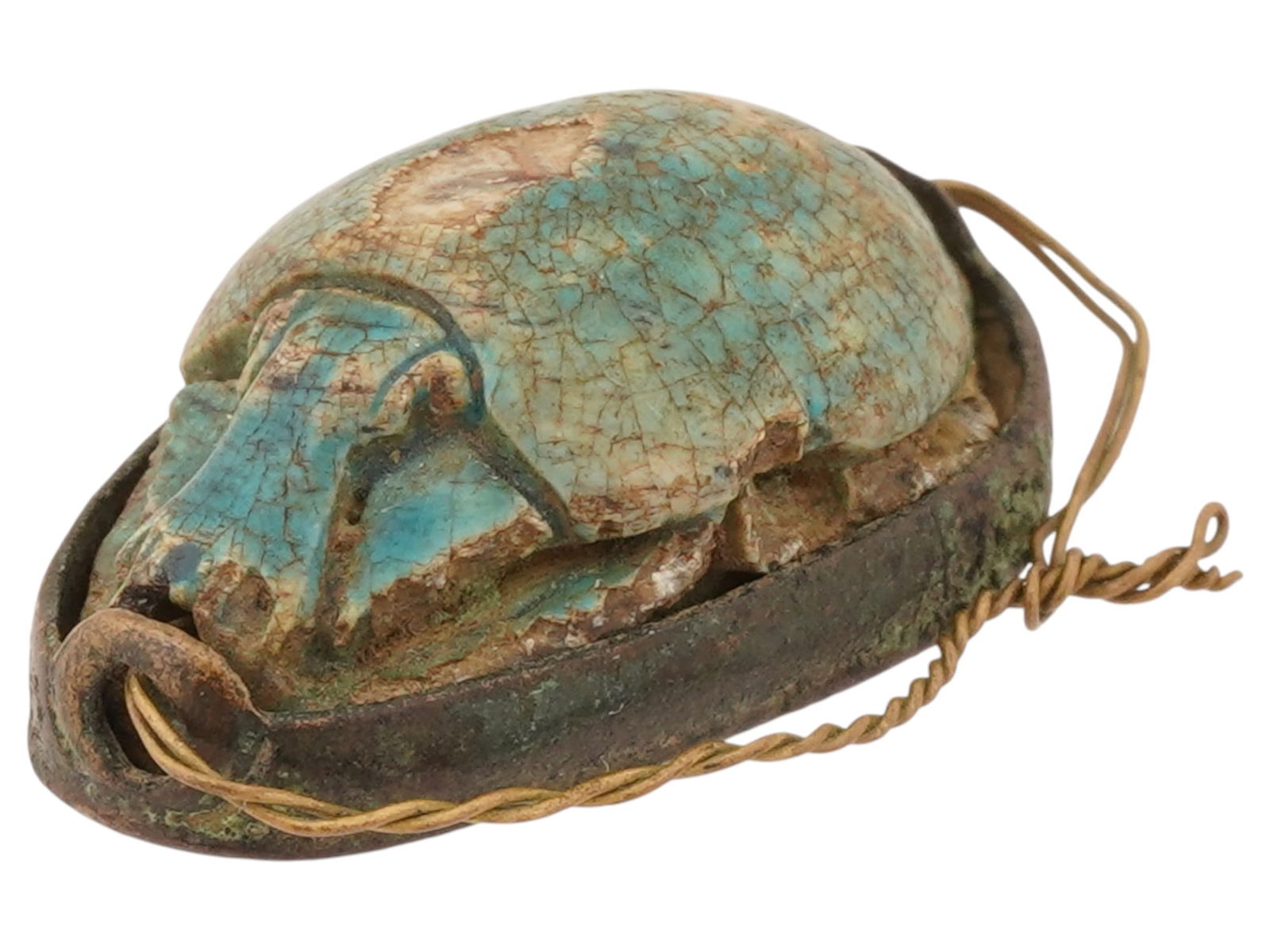 ANCIENT EGYPTIAN STONE AND SILVER SCARAB PENDANT (1 of 6)
