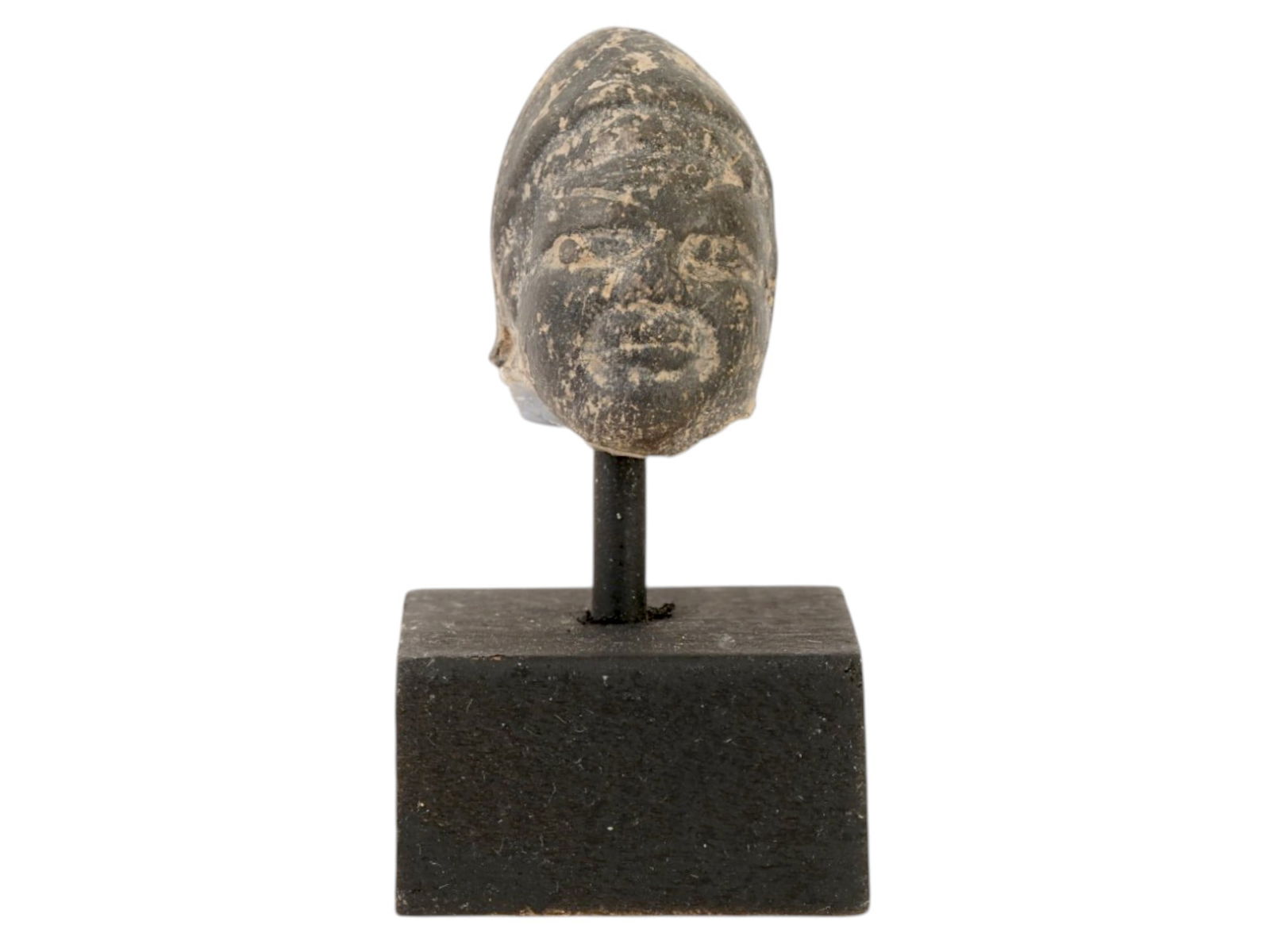 ANCIENT EGYPTIAN TERRACOTTA HELMETED HEAD SCULPTURE (1 of 6)