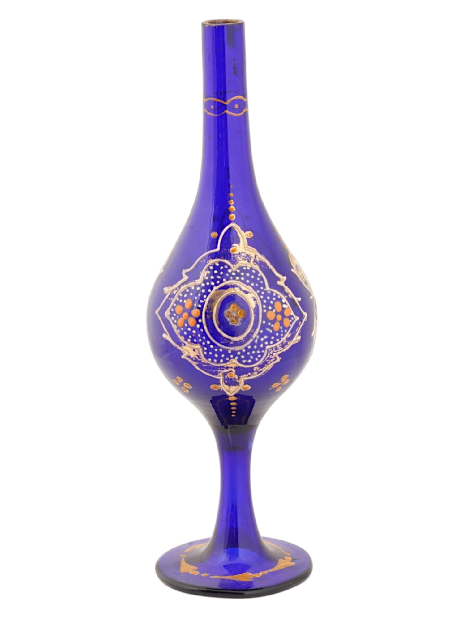 ANTIQUE BOHEMIAN COBALT BLUE GLASS ROSEWATER SPRINKLER (1 of 8)